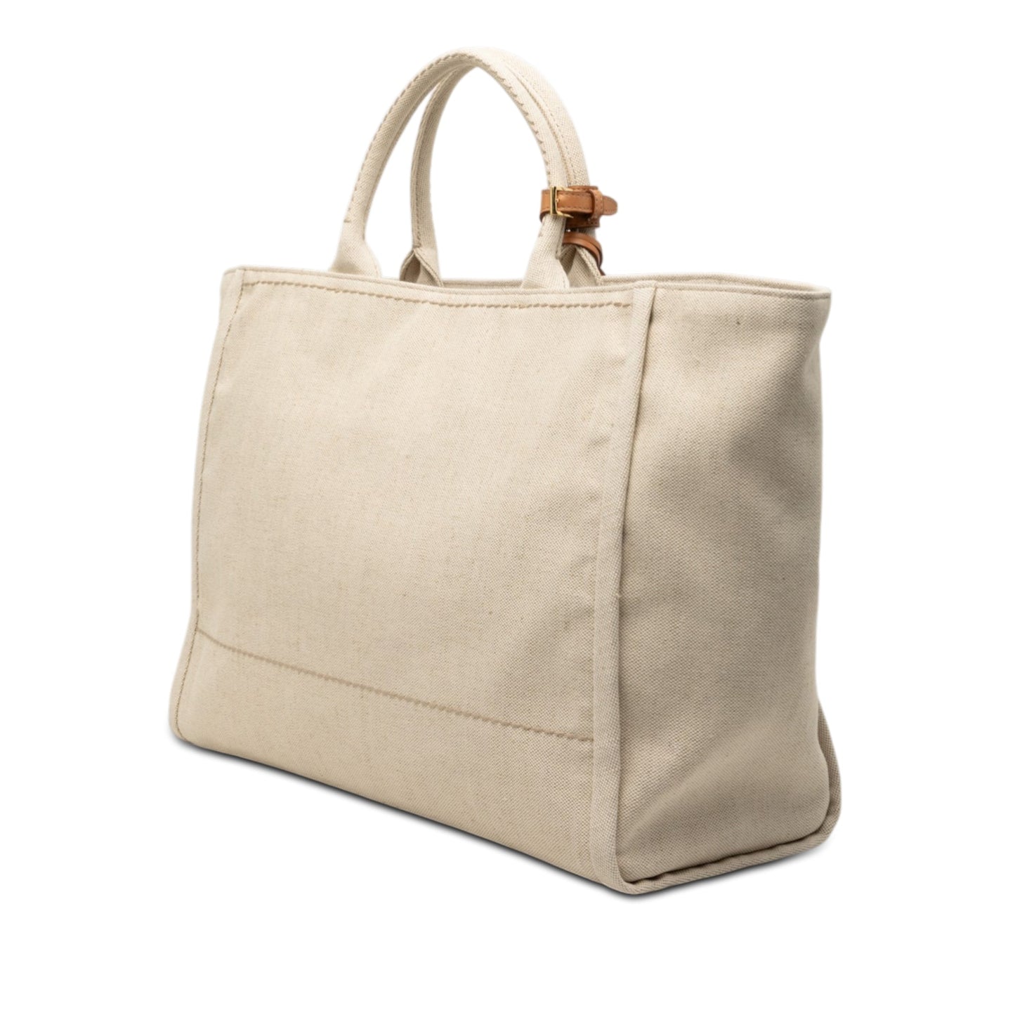 Large Linen and Vitello Logo Tote