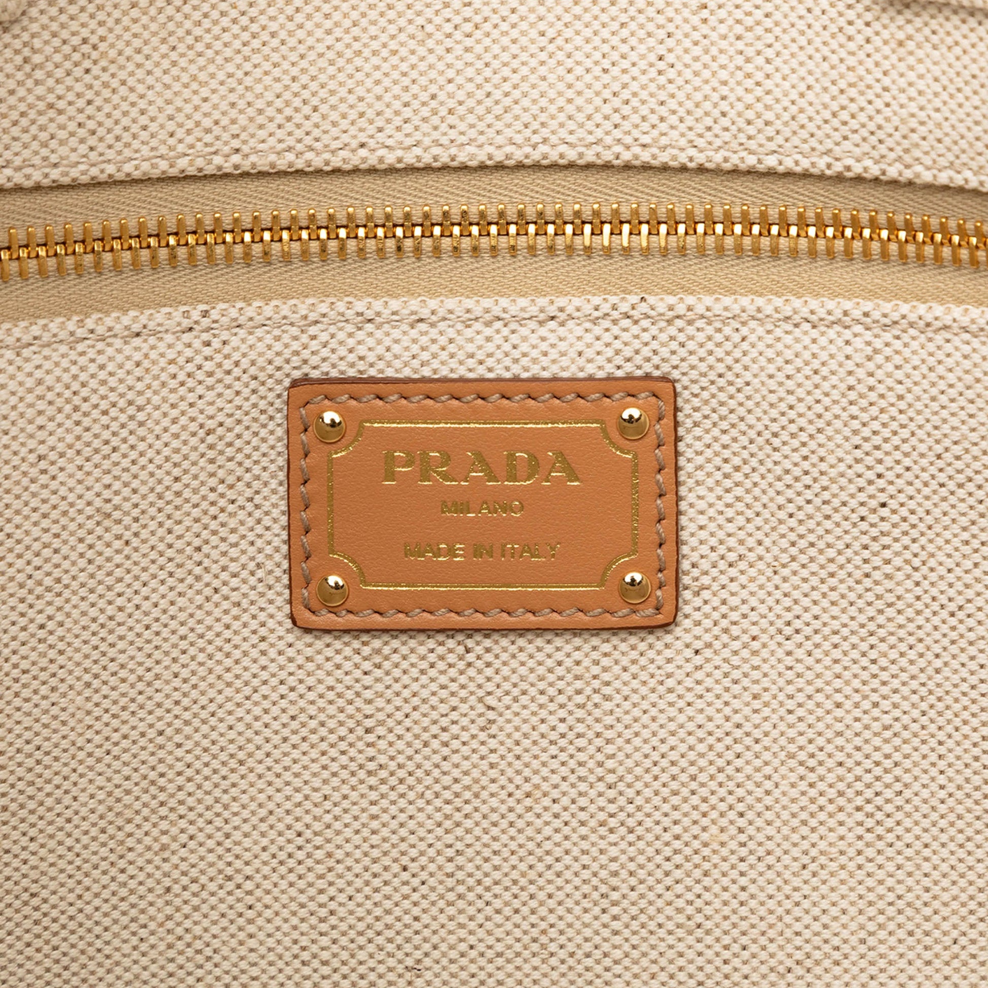 Large Linen and Vitello Logo Tote