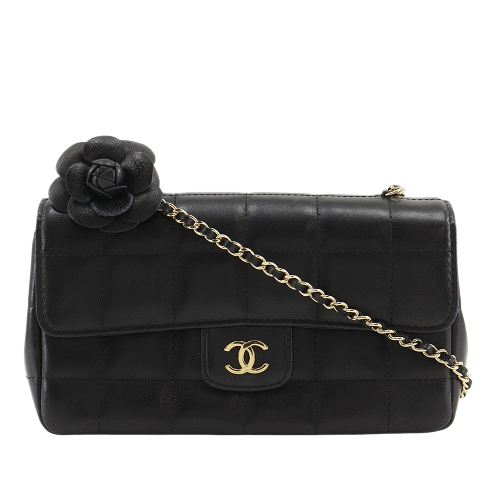 Chanel Mini CC Chocolate Bar Lambskin Camellia Flap