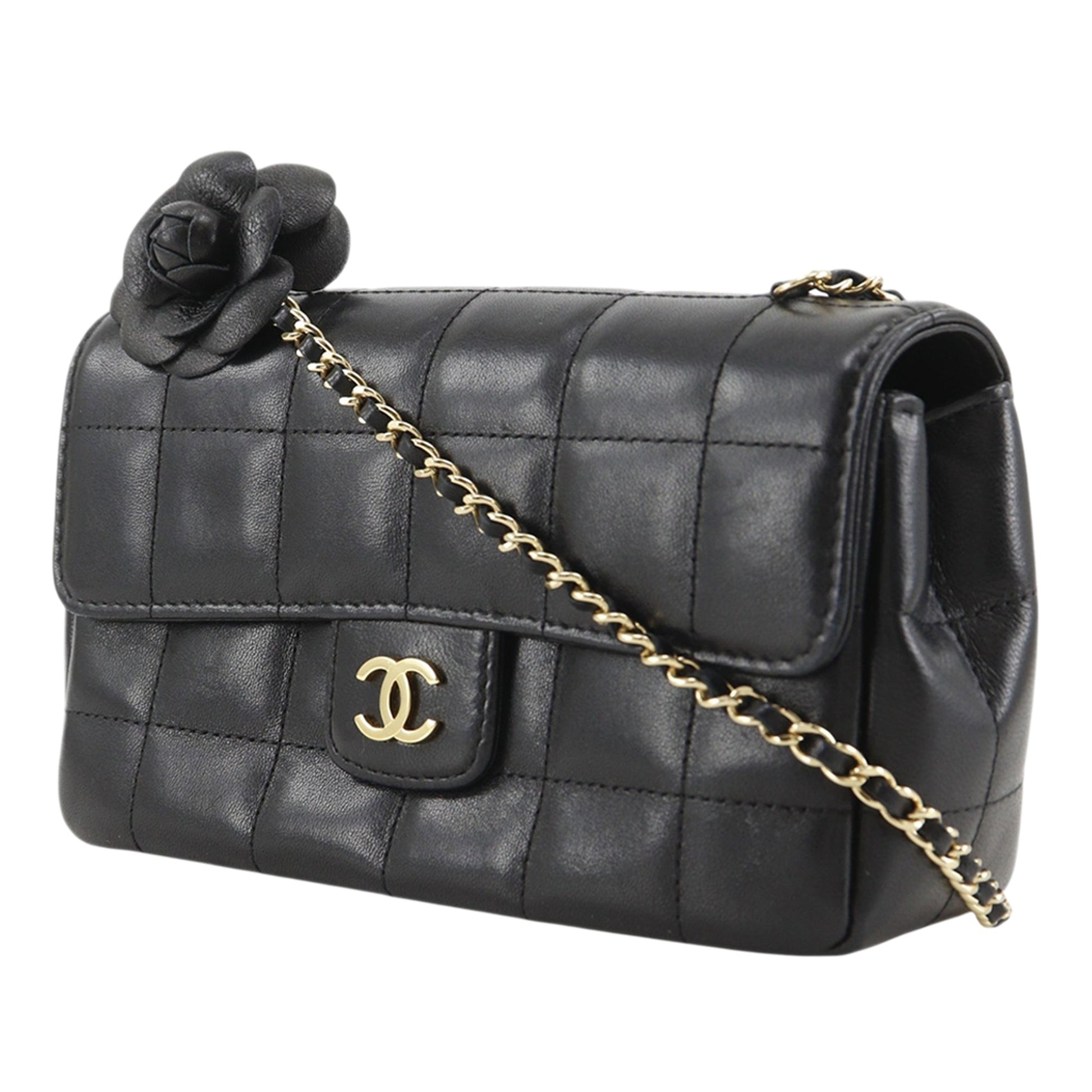 Chanel Mini CC Chocolate Bar Lambskin Camellia Flap