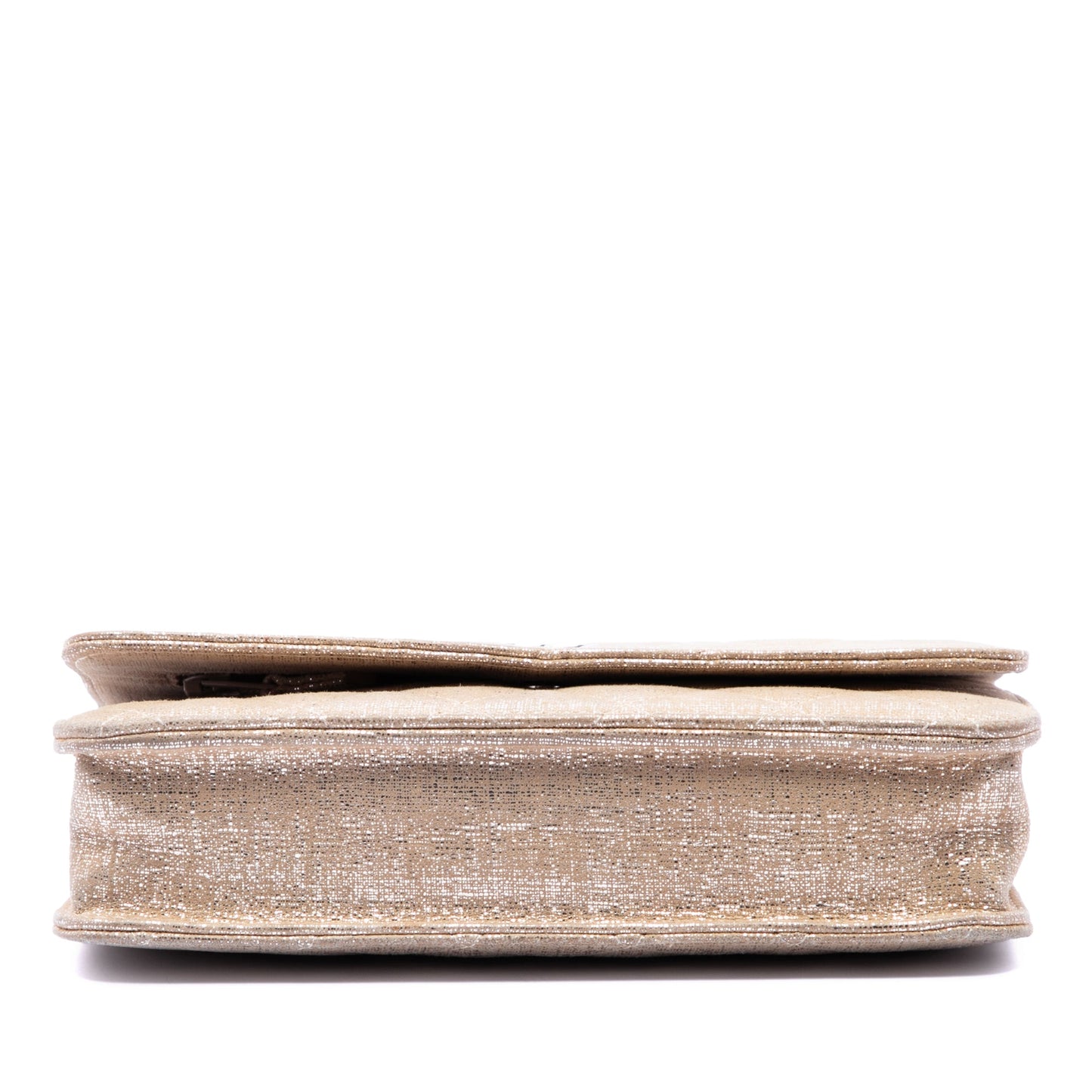 Chanel CC Quilted Metallic Fabric Wallet On Chain