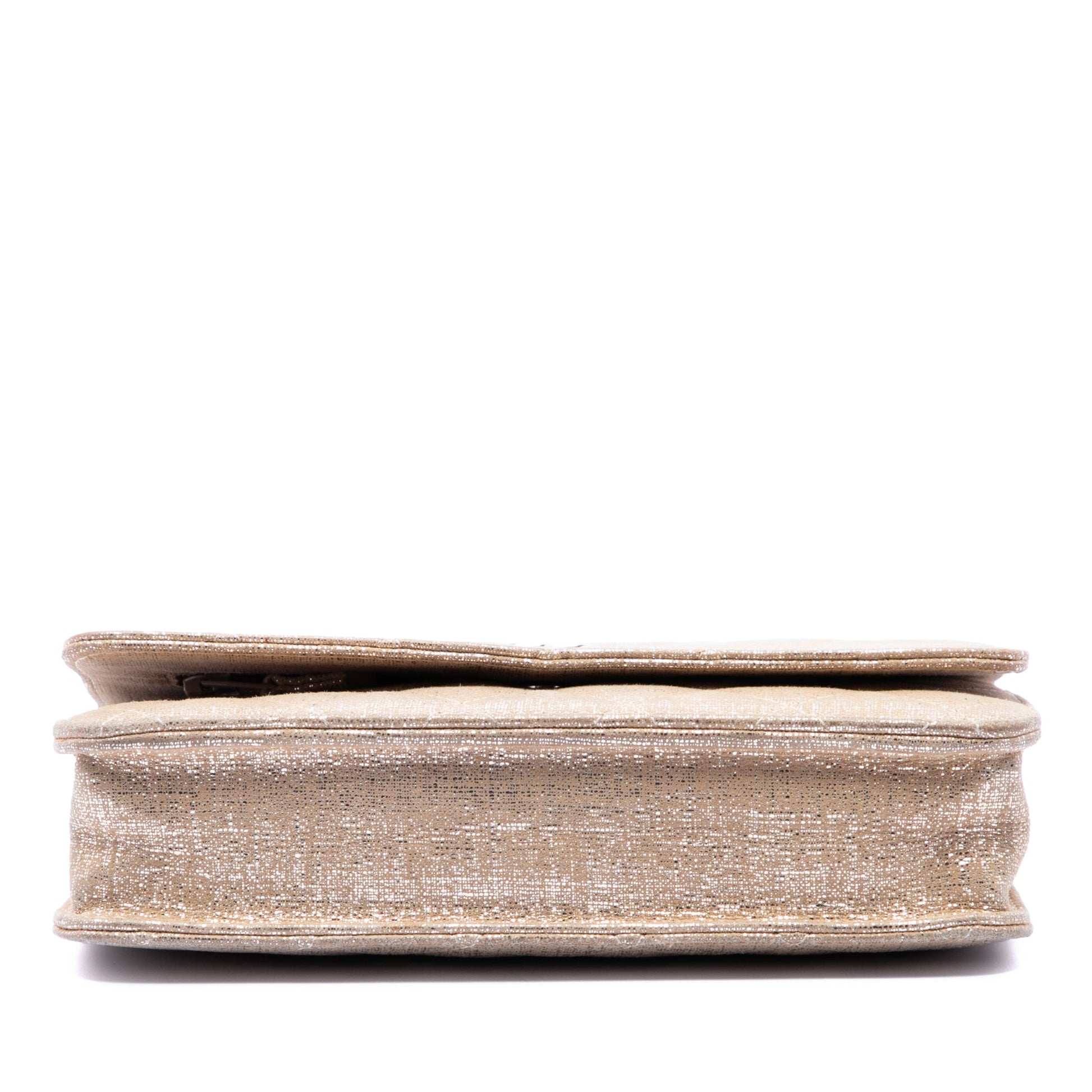 Chanel CC Quilted Metallic Fabric Wallet On Chain