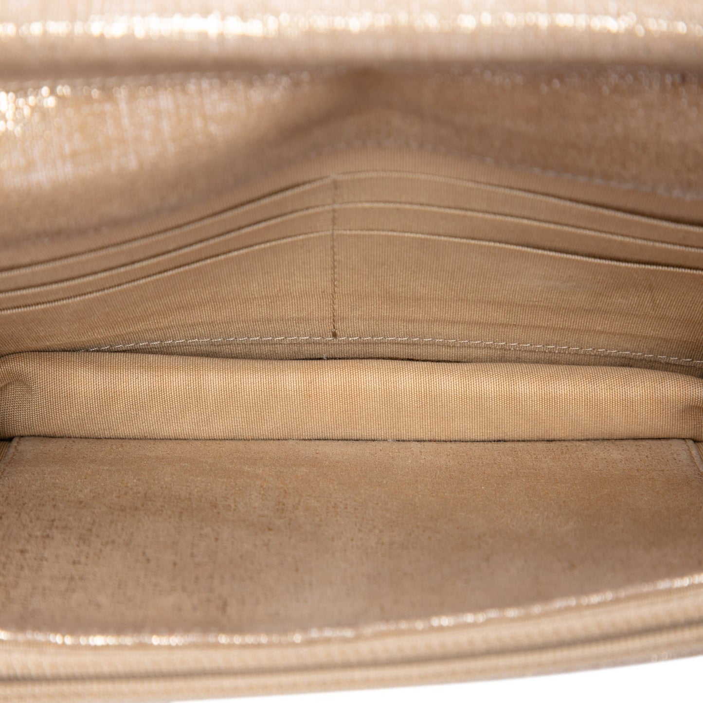 Chanel CC Quilted Metallic Fabric Wallet On Chain