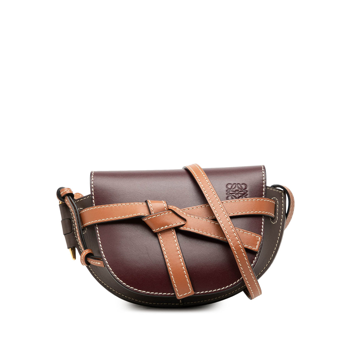 LOEWE Mini Tricolor Leather Gate Crossbody — Red