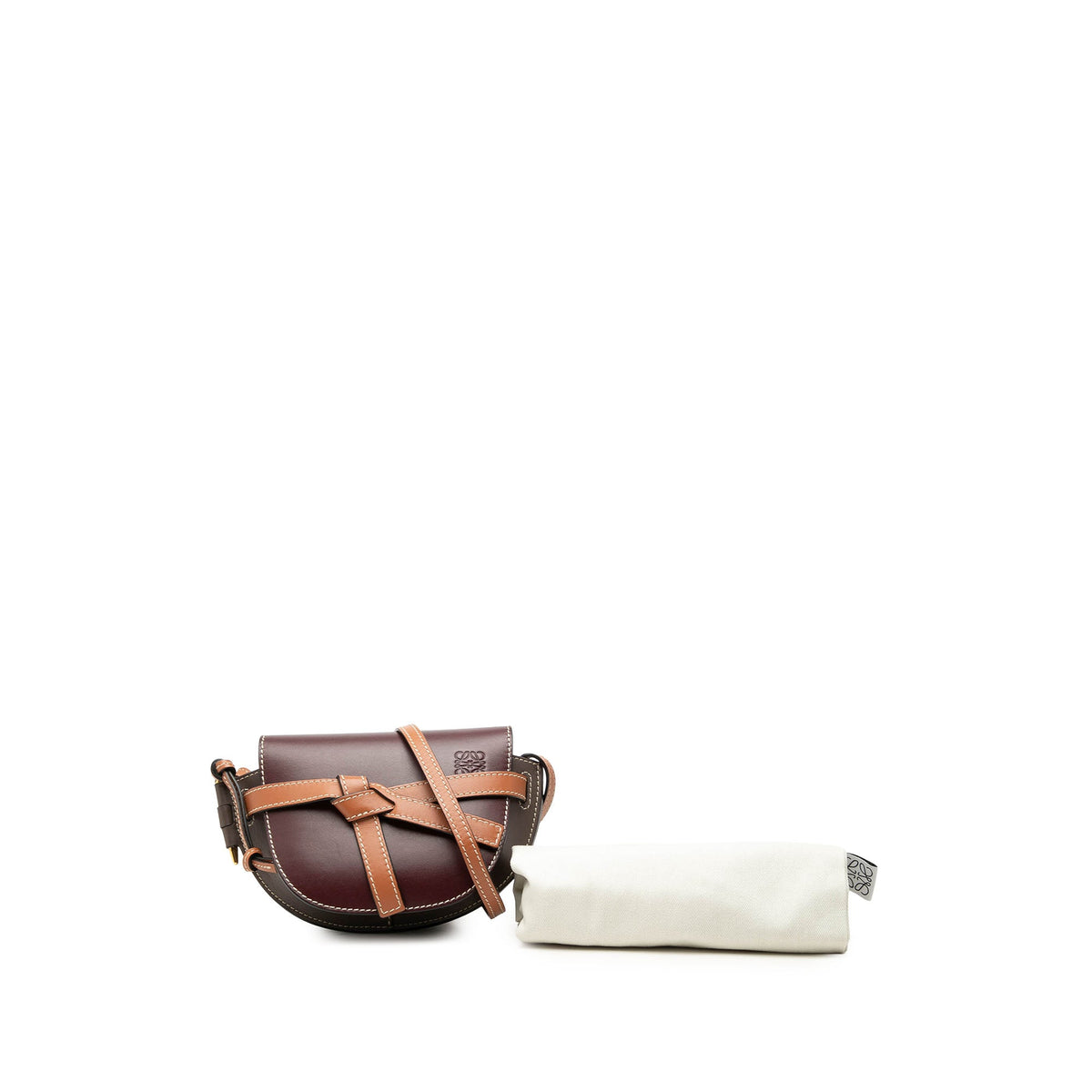 LOEWE Mini Tricolor Leather Gate Crossbody — Red