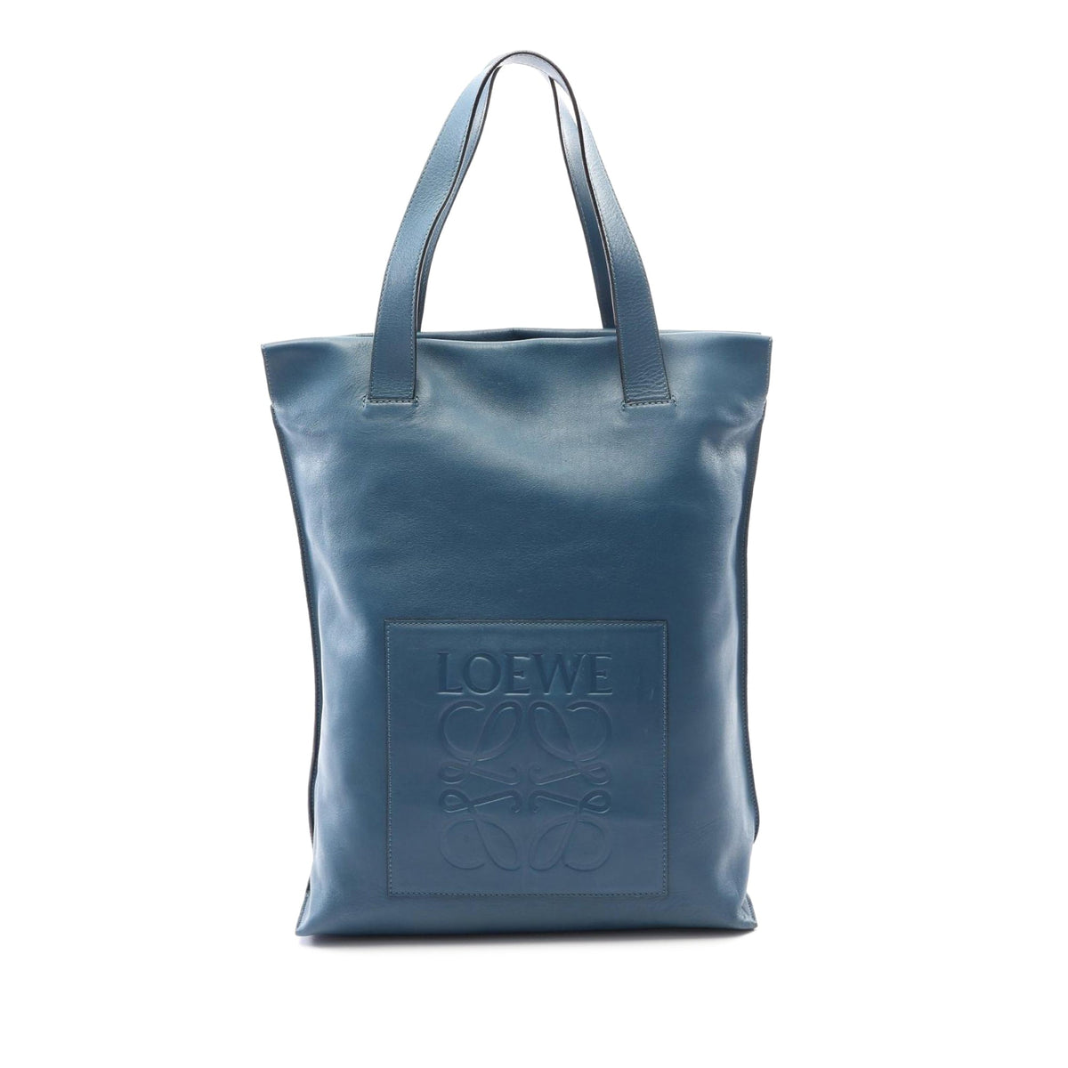 LOEWE Anagram Leather Shopper Tote — Blue