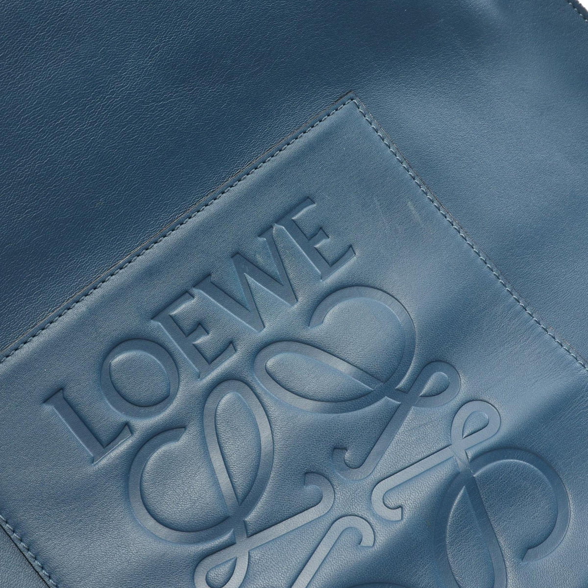 LOEWE Anagram Leather Shopper Tote — Blue