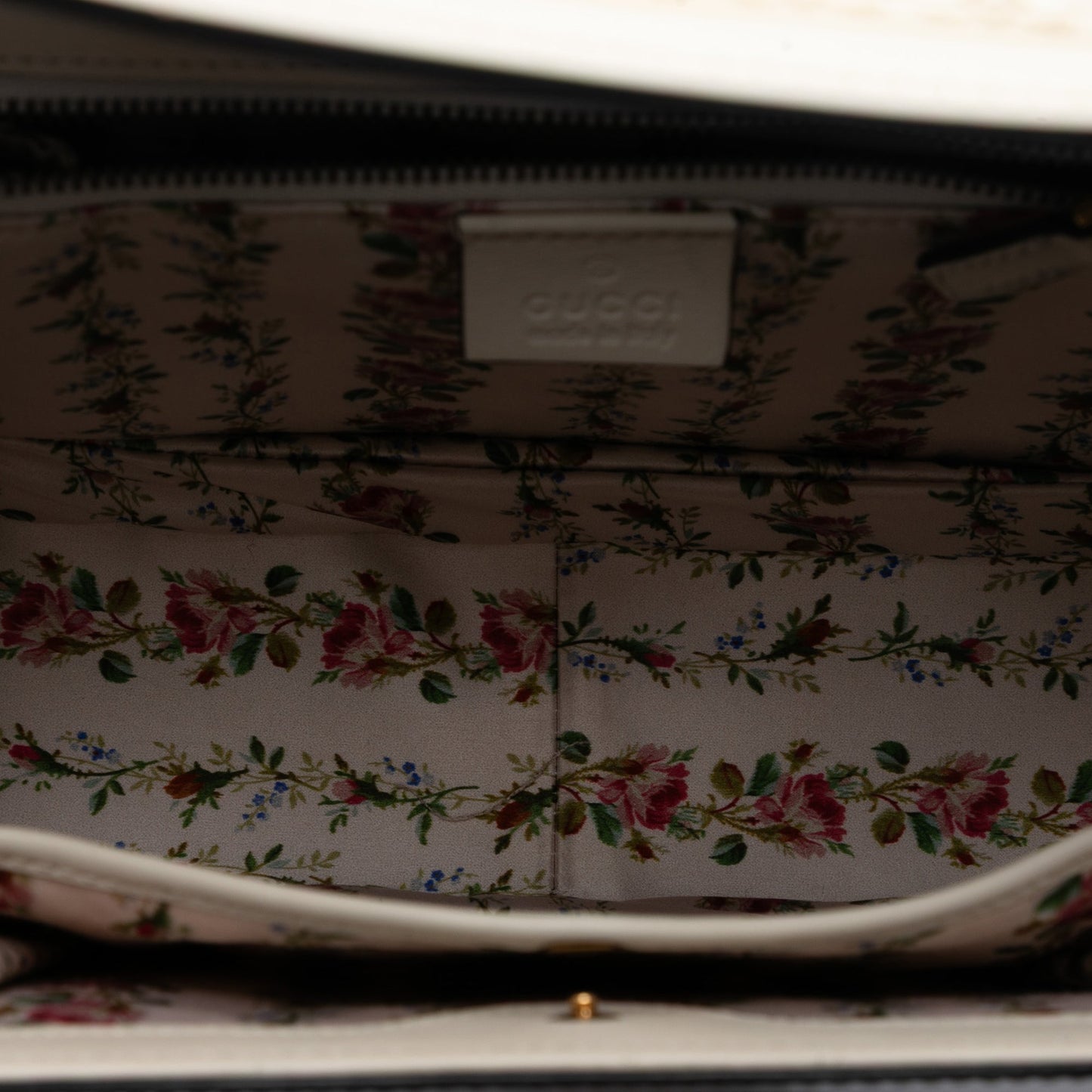 Gucci Calfskin Frame Print Bamboo Top Handle Bag