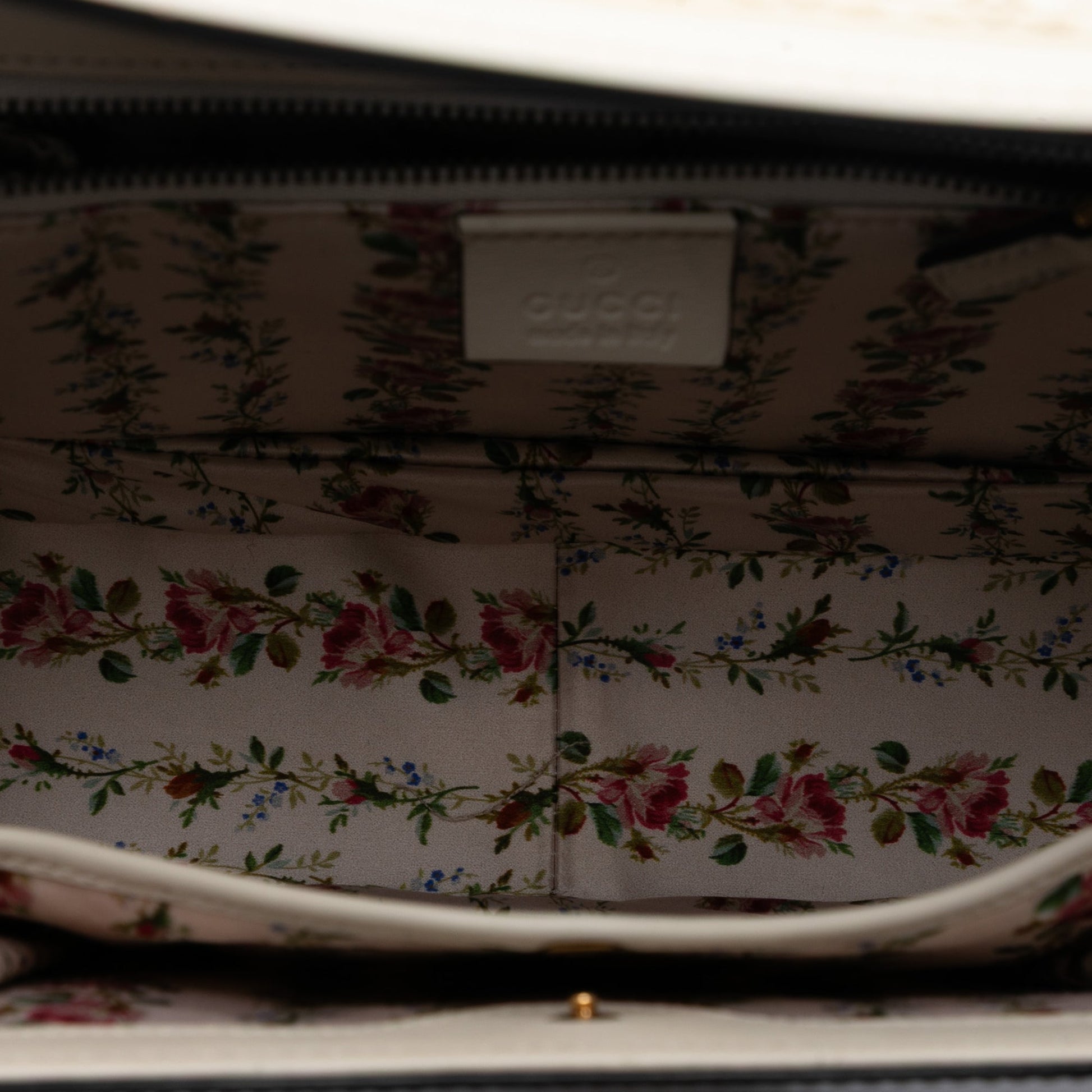 Gucci Calfskin Frame Print Bamboo Top Handle Bag