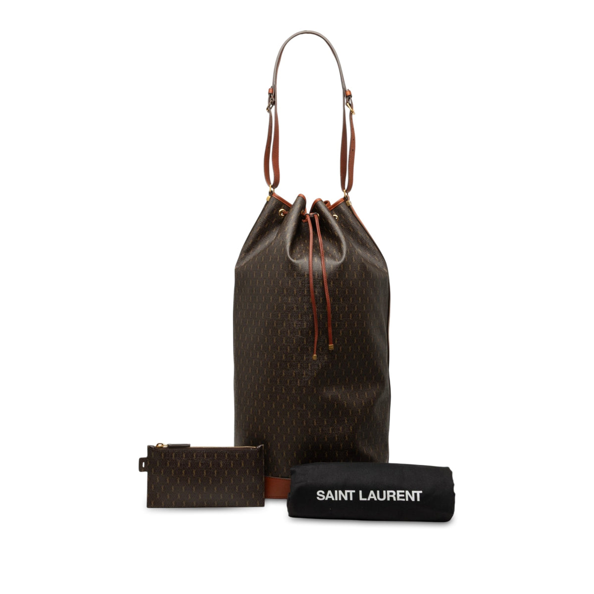 Saint Laurent Le Monogramme Coated Canvas Long Bucket Bag