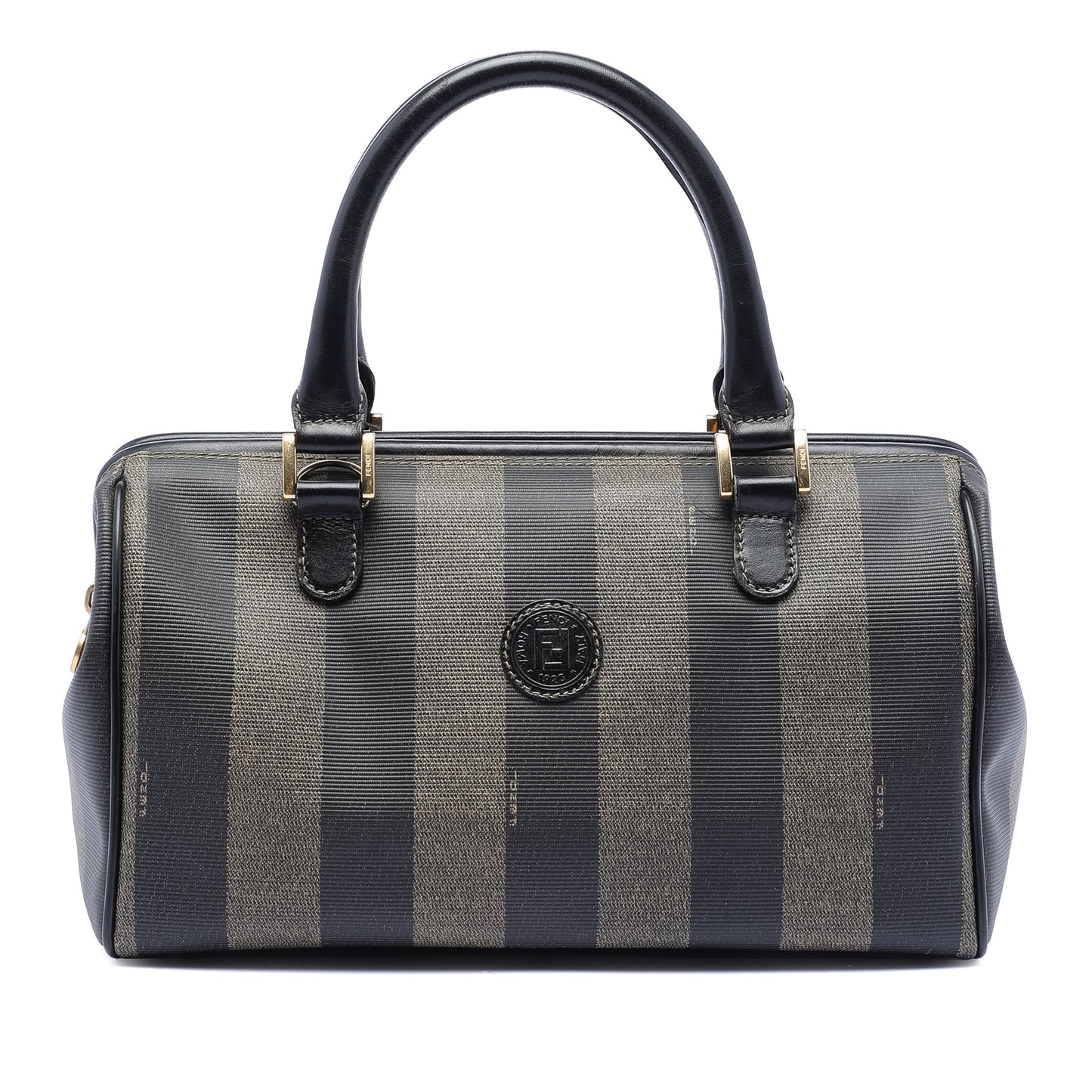 Fendi Pequin Coated Canvas Boston Bag