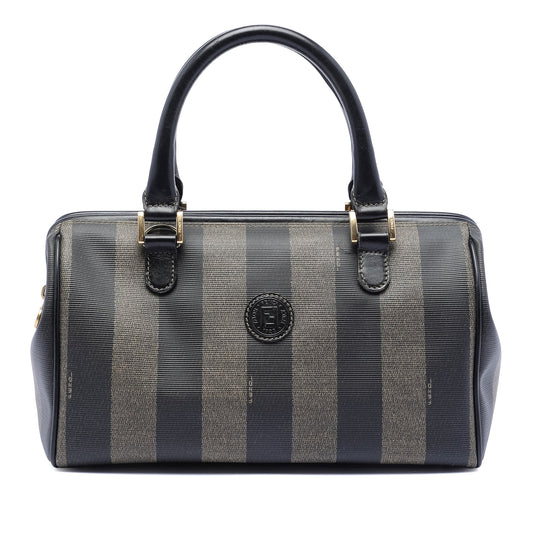 Fendi Pequin Coated Canvas Boston Bag