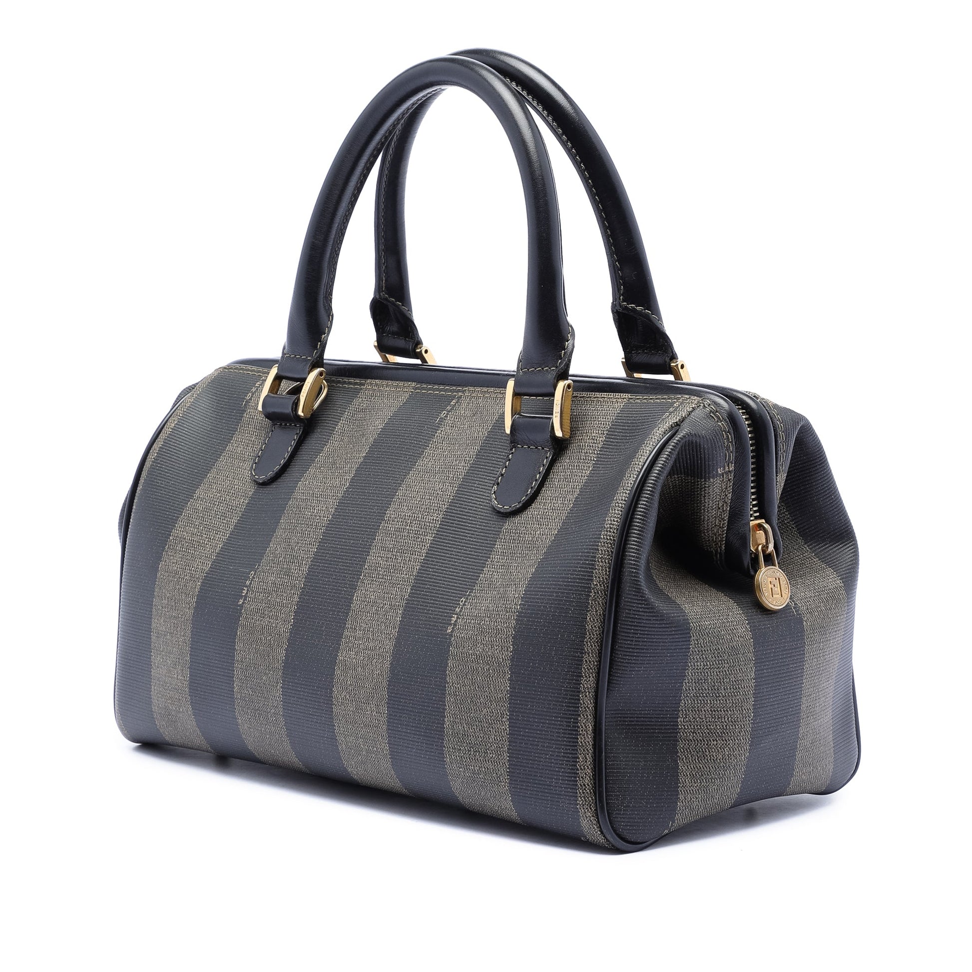 Fendi Pequin Coated Canvas Boston Bag