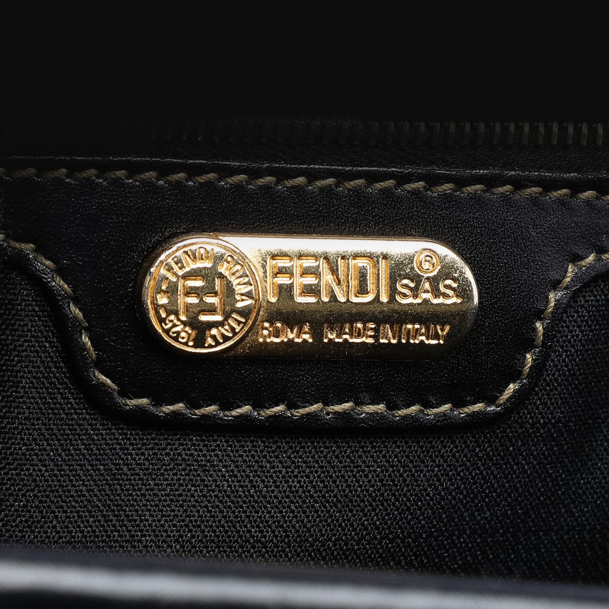 Fendi Pequin Coated Canvas Boston Bag