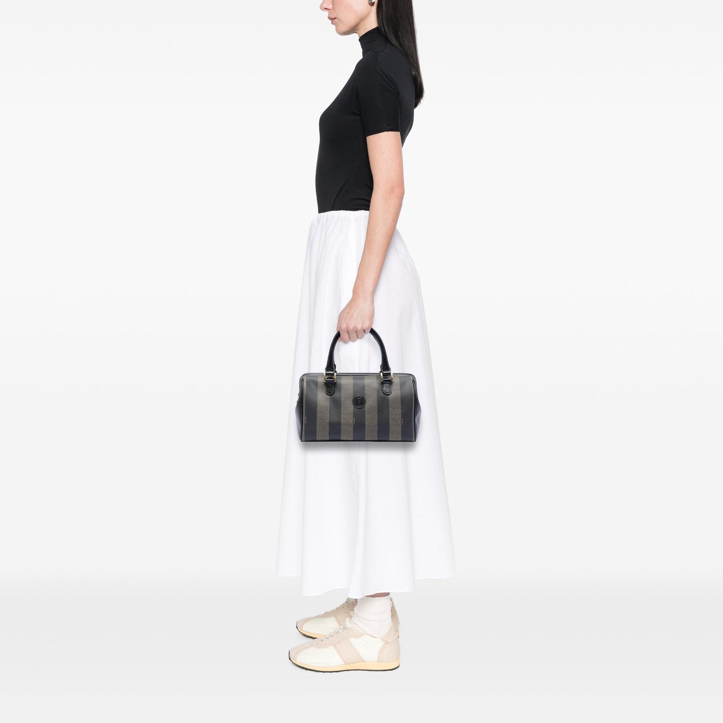Fendi Pequin Coated Canvas Boston Bag