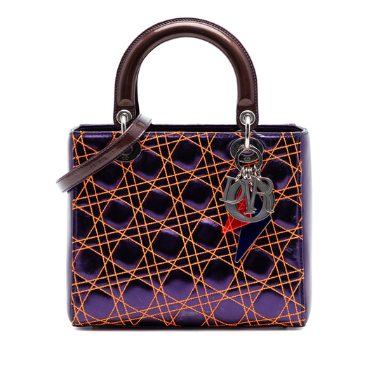 Dior Anselm Reyle Medium Metallic Lambskin Cannage Lady Dior