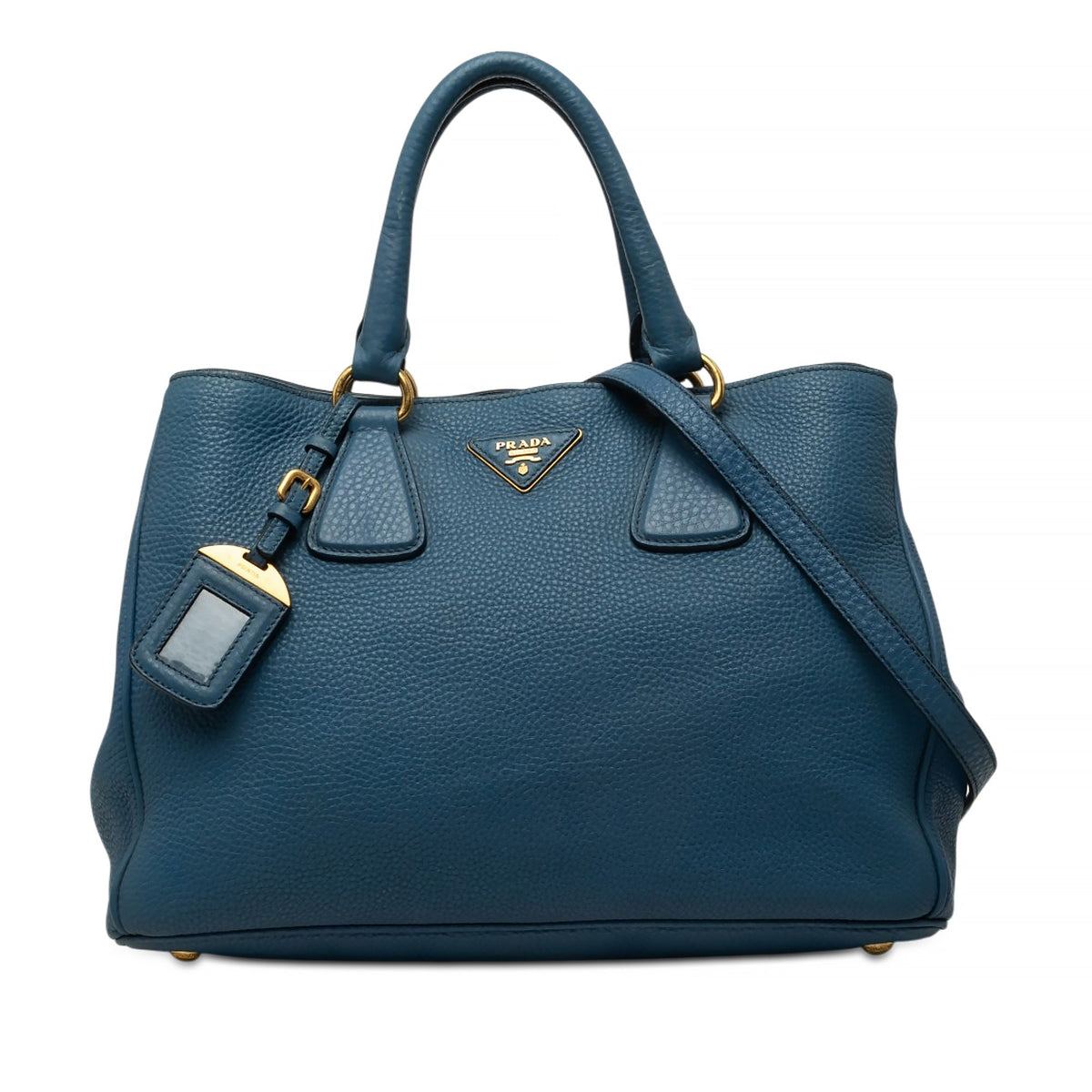 Prada Vitello Daino Open Convertible Tote — Blue