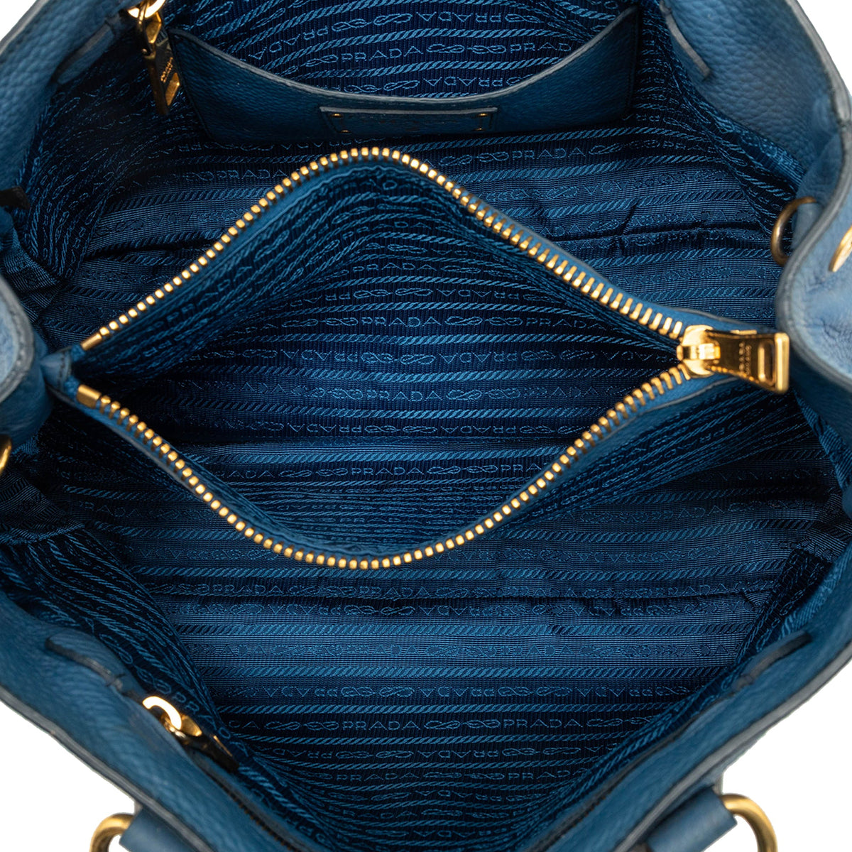 Prada Vitello Daino Open Convertible Tote — Blue