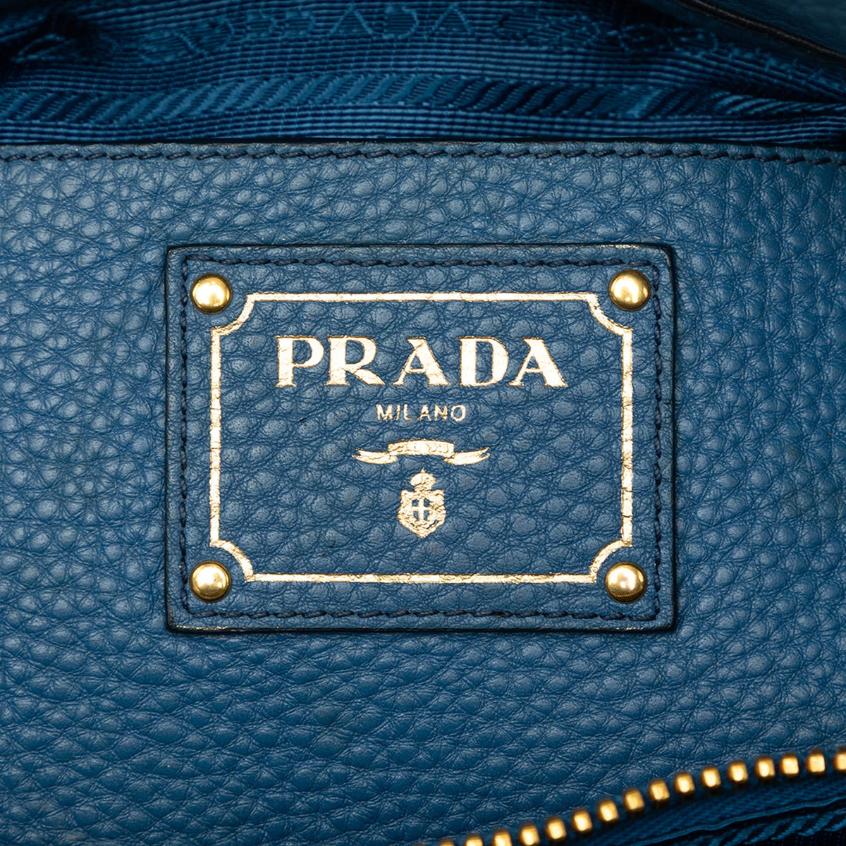 Prada Vitello Daino Open Convertible Tote — Blue