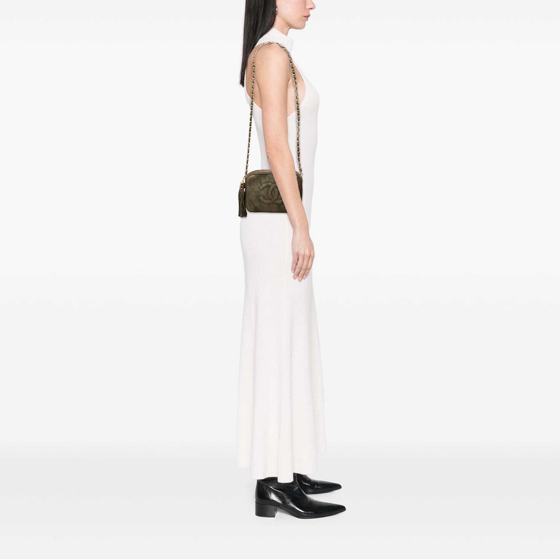 Chanel CC Suede Tassel Camera Bag