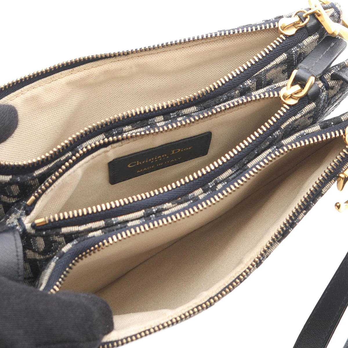 Dior Oblique Canvas Saddle Triple Zip Crossbody