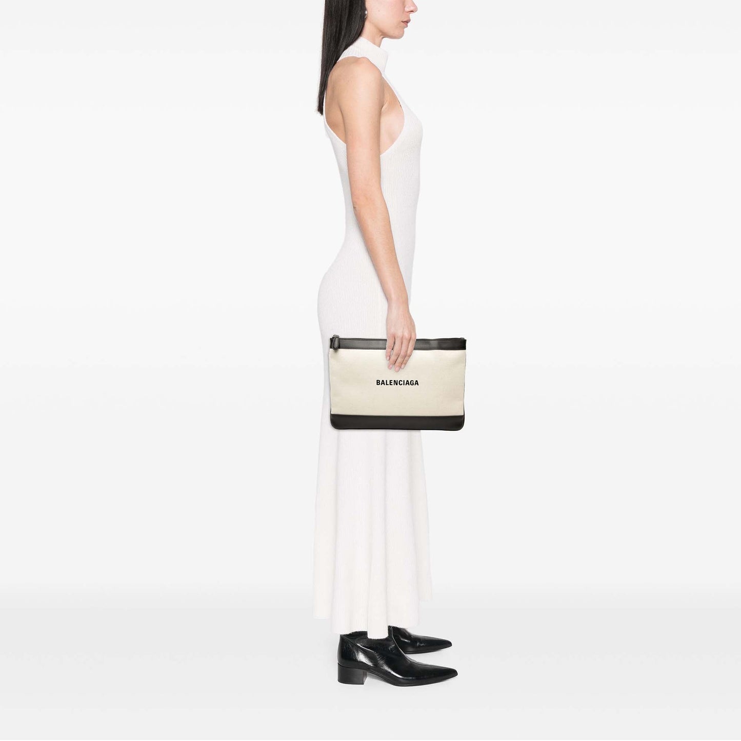 Balenciaga Canvas Navy Clip M Clutch