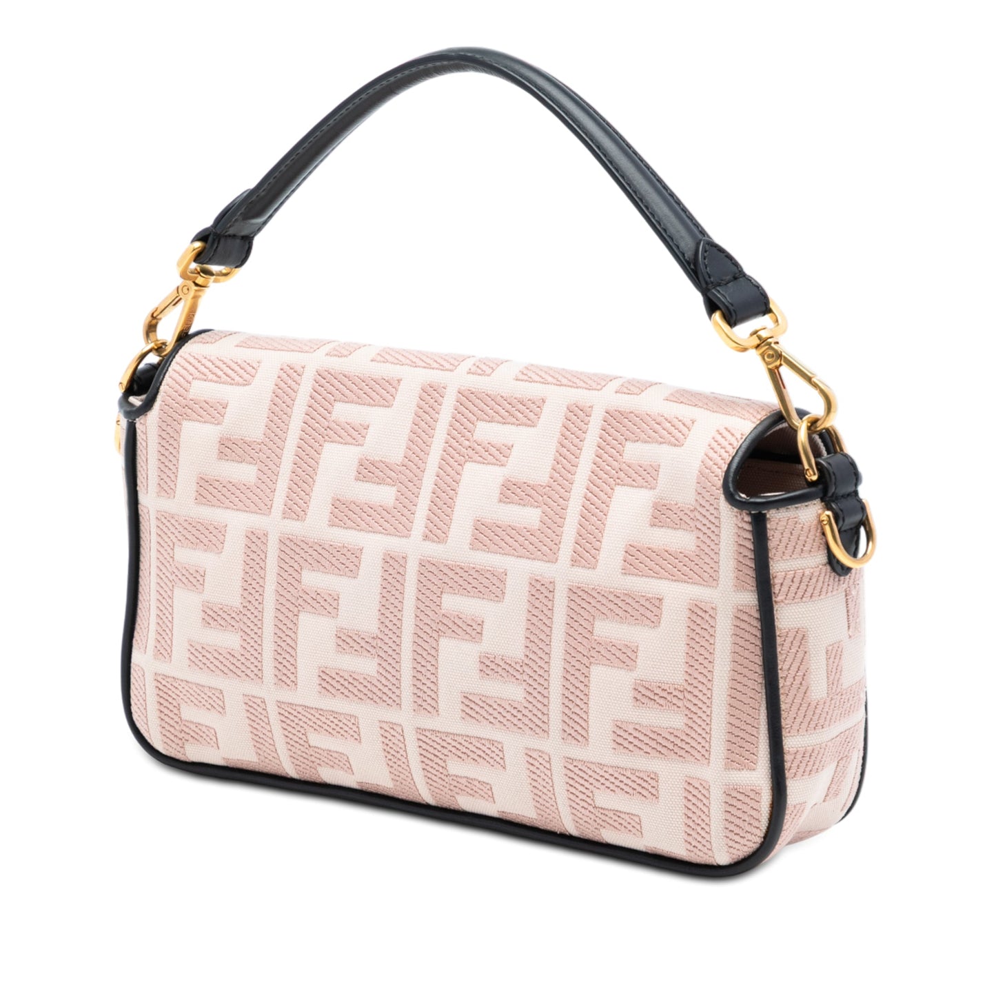 Fendi Zucca Embroidered Canvas Baguette Satchel