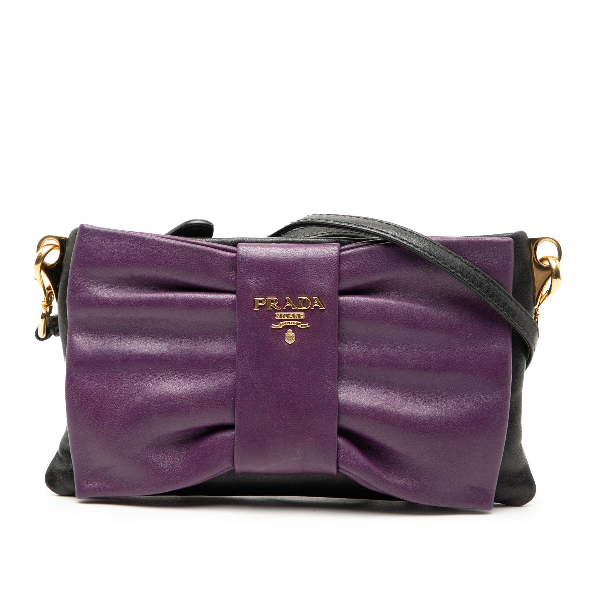 Prada Bicolor Nappa Fiocco Bow Clutch on Strap