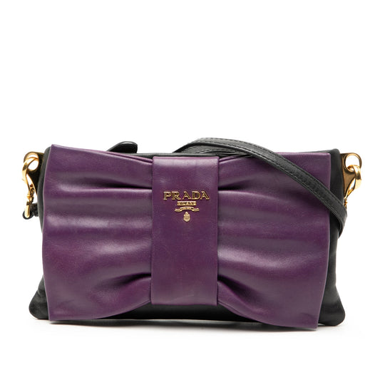 Prada Bicolor Nappa Fiocco Bow Clutch on Strap