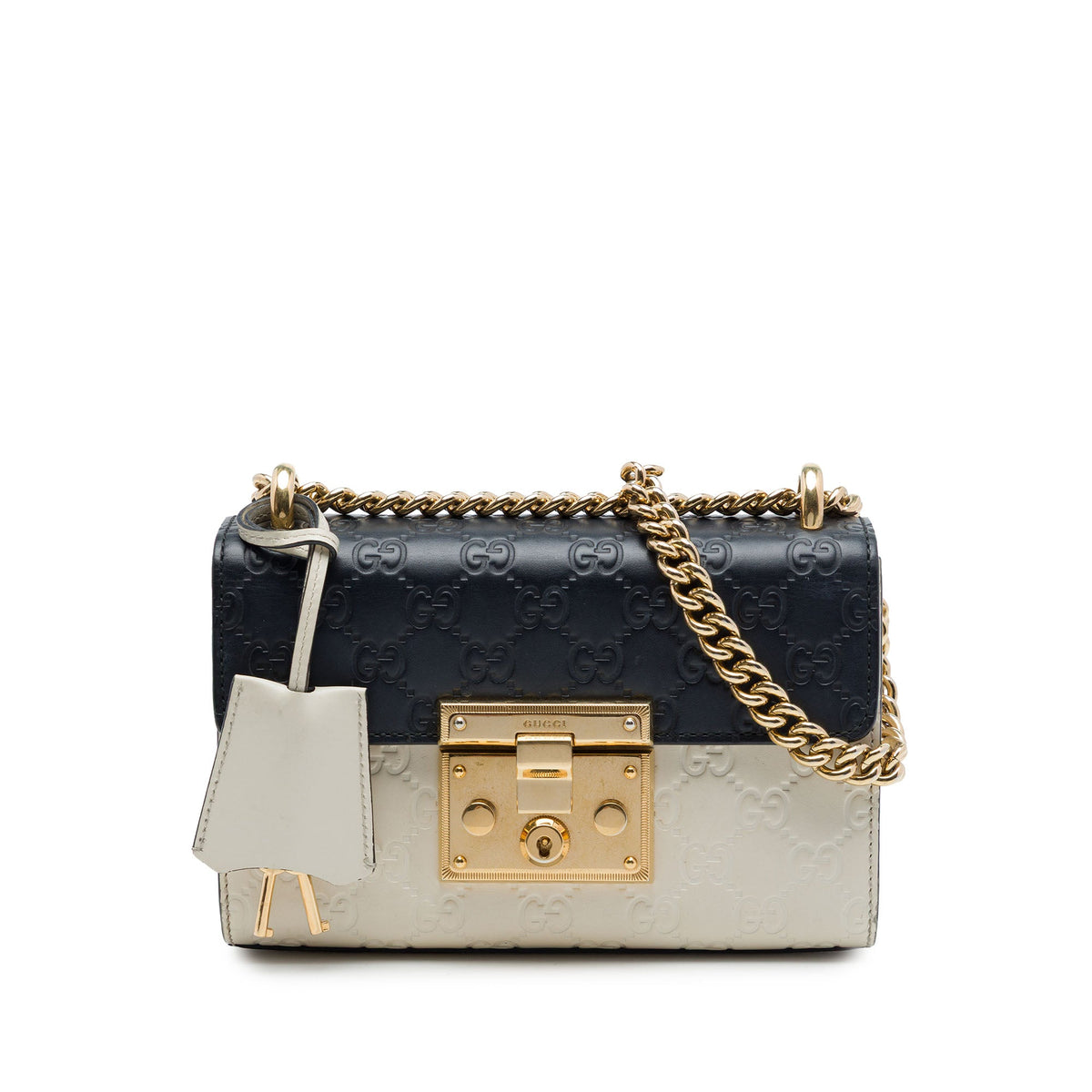 Gucci Small Bicolor Guccissima Padlock Crossbody