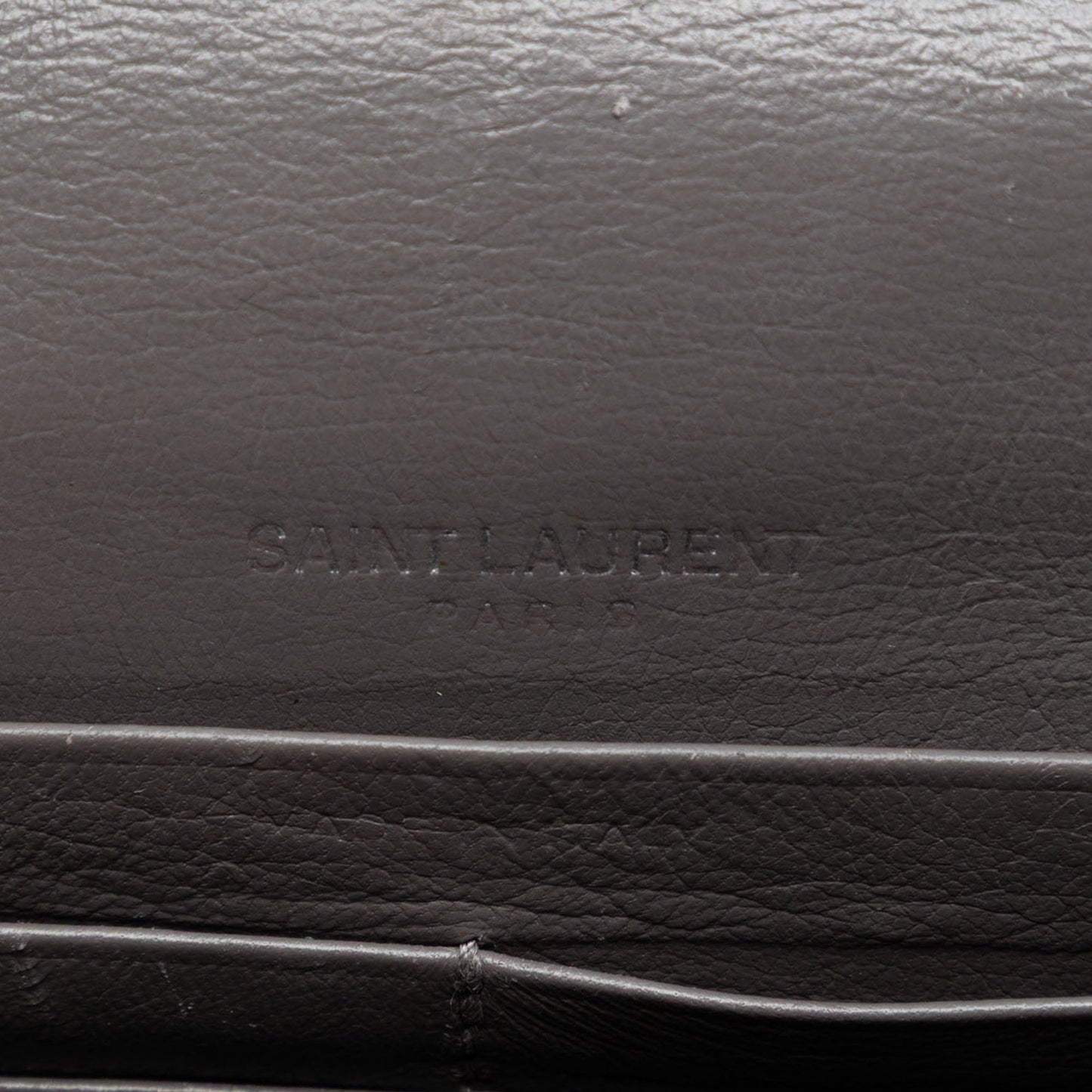 Saint Laurent Croc Embossed Leather Monogram Kate Tassel Wallet on Chain