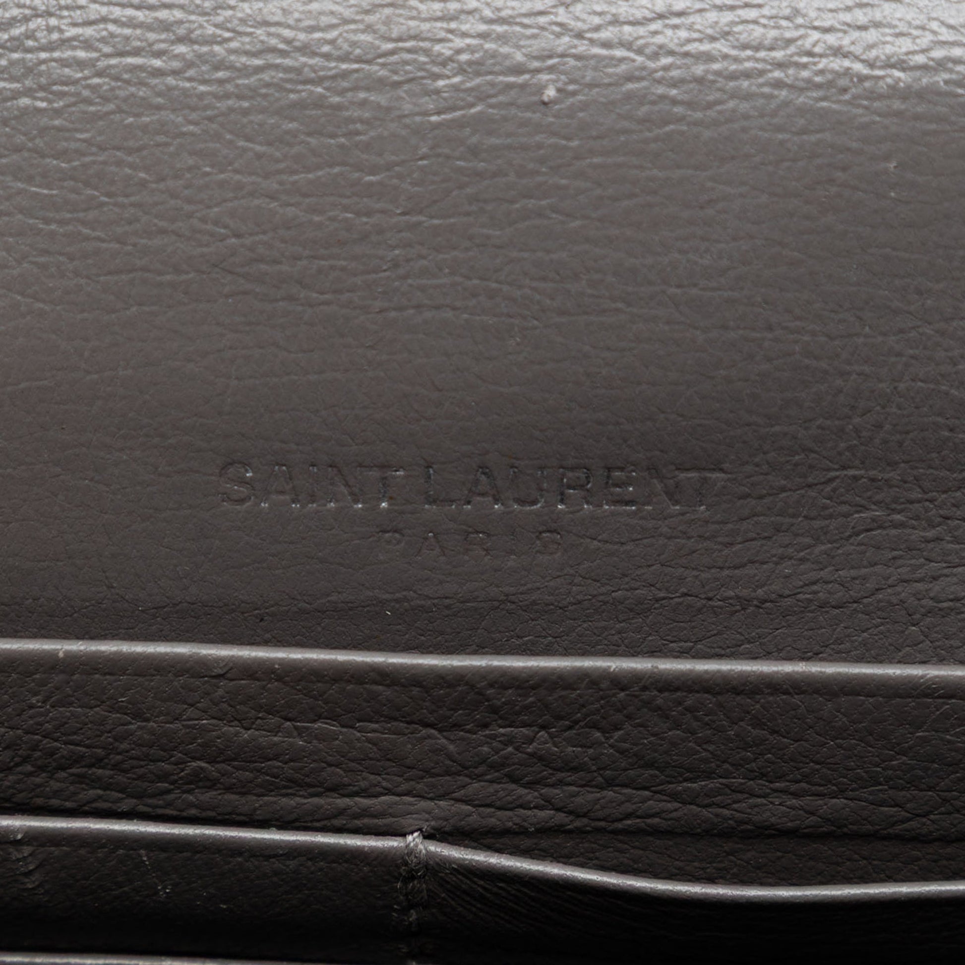 Saint Laurent Croc Embossed Leather Monogram Kate Tassel Wallet on Chain