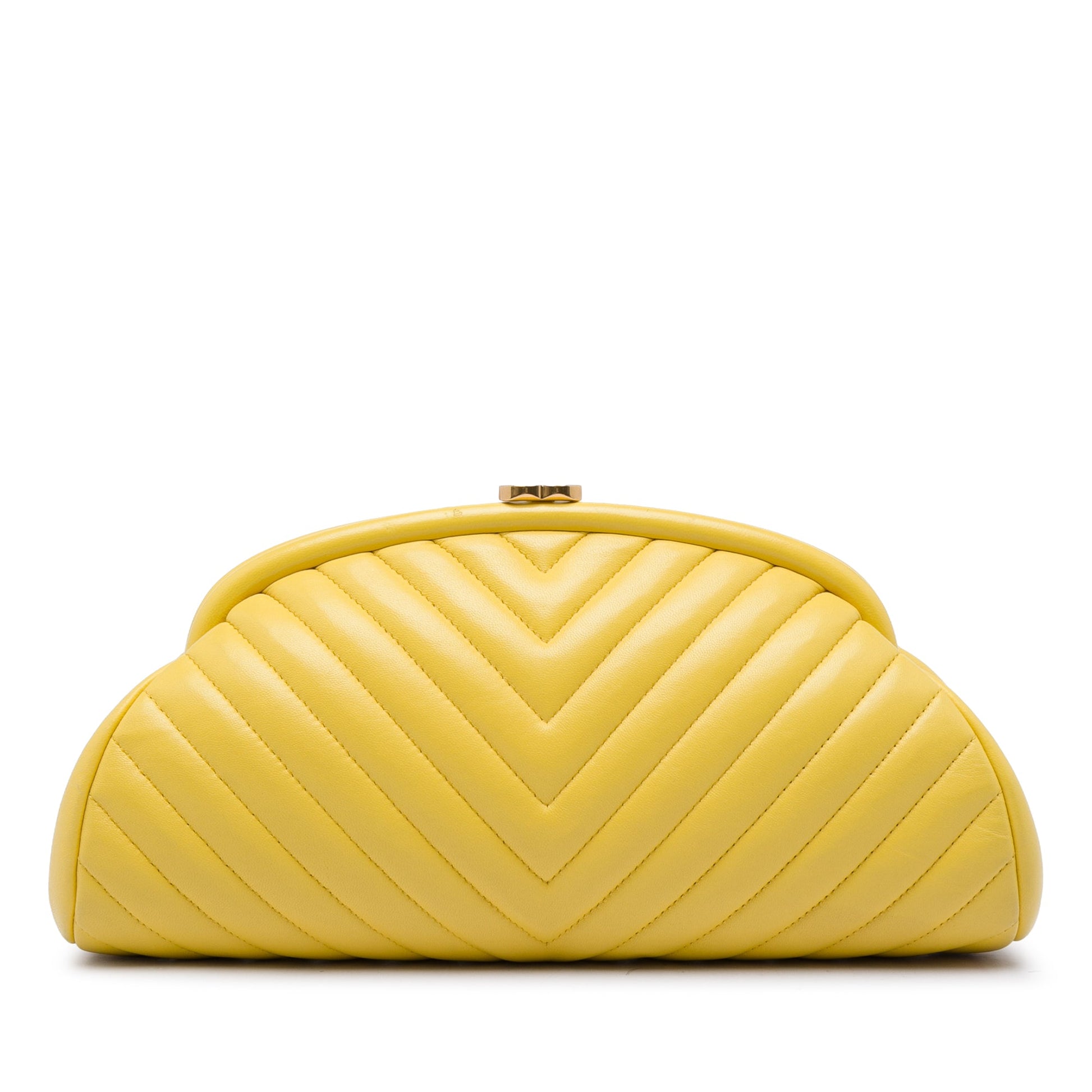 Chanel Chevron Lambskin Kisslock Clutch
