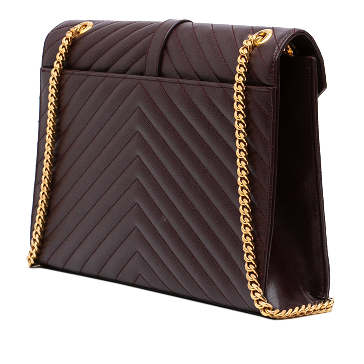 Saint Laurent Large Chevron Grain de Poudre Monogram Envelope Bag