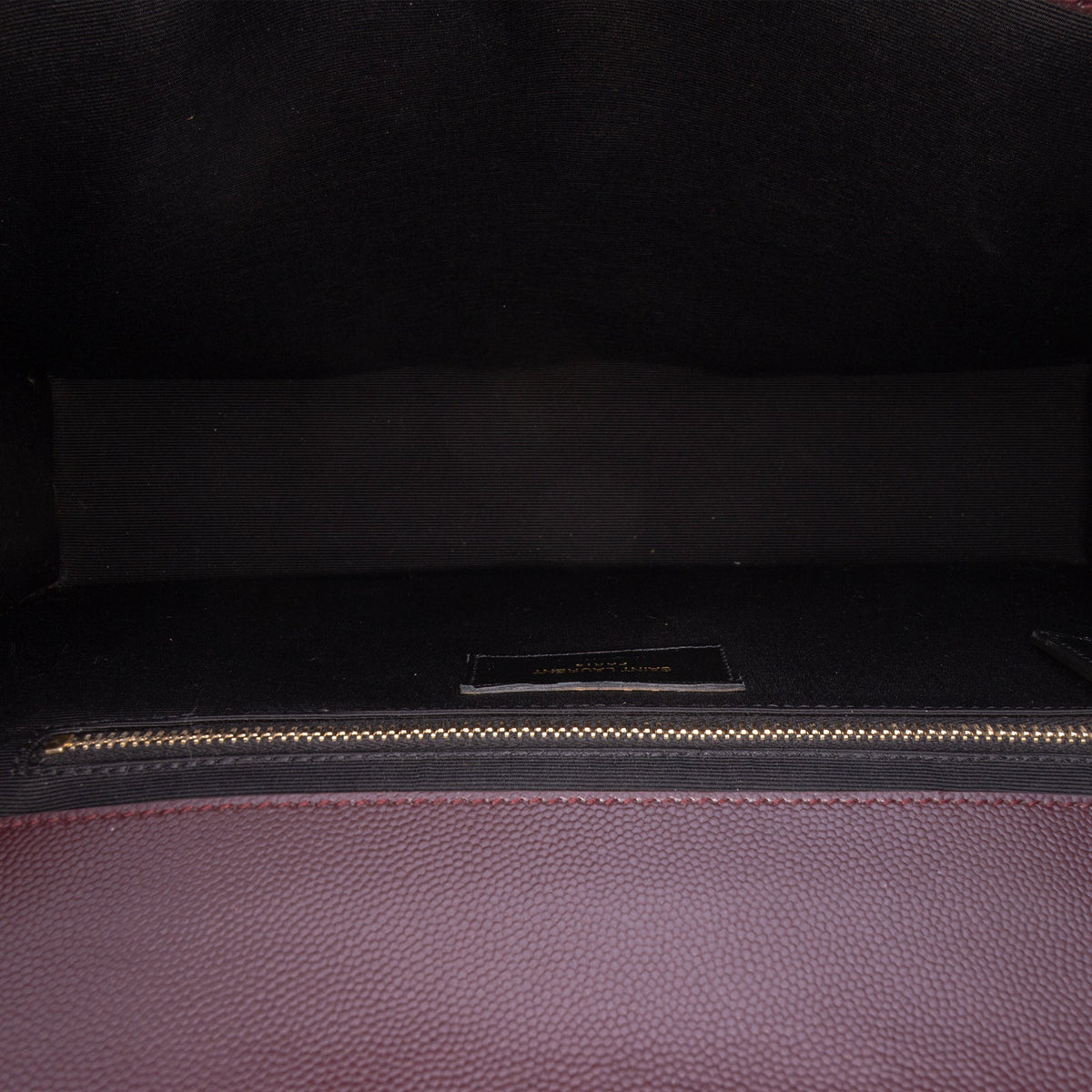 Saint Laurent Large Chevron Grain de Poudre Monogram Envelope Bag