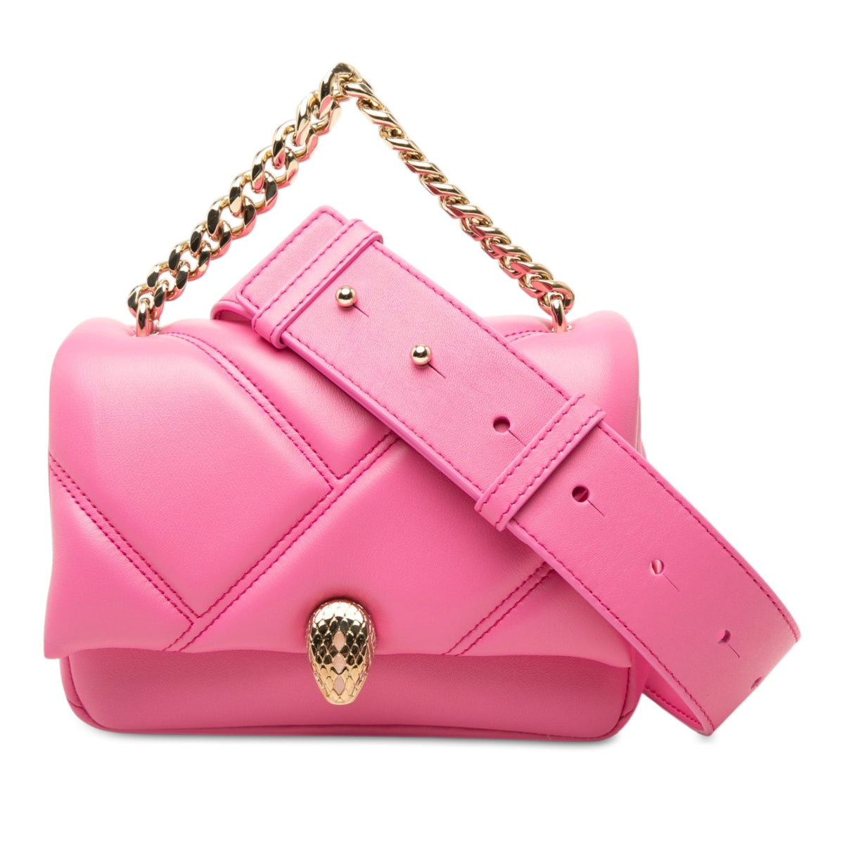 Bvlgari Mini Leather Serpenti Cabochon Satchel — Pink