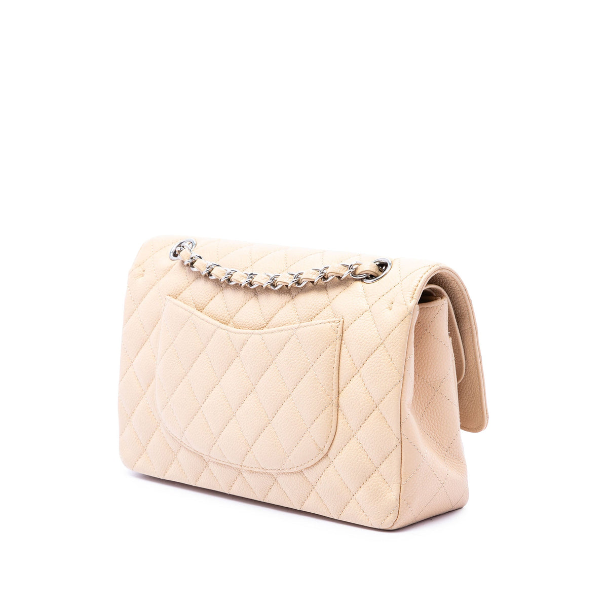 Chanel Medium Classic Caviar Double Flap — Beige