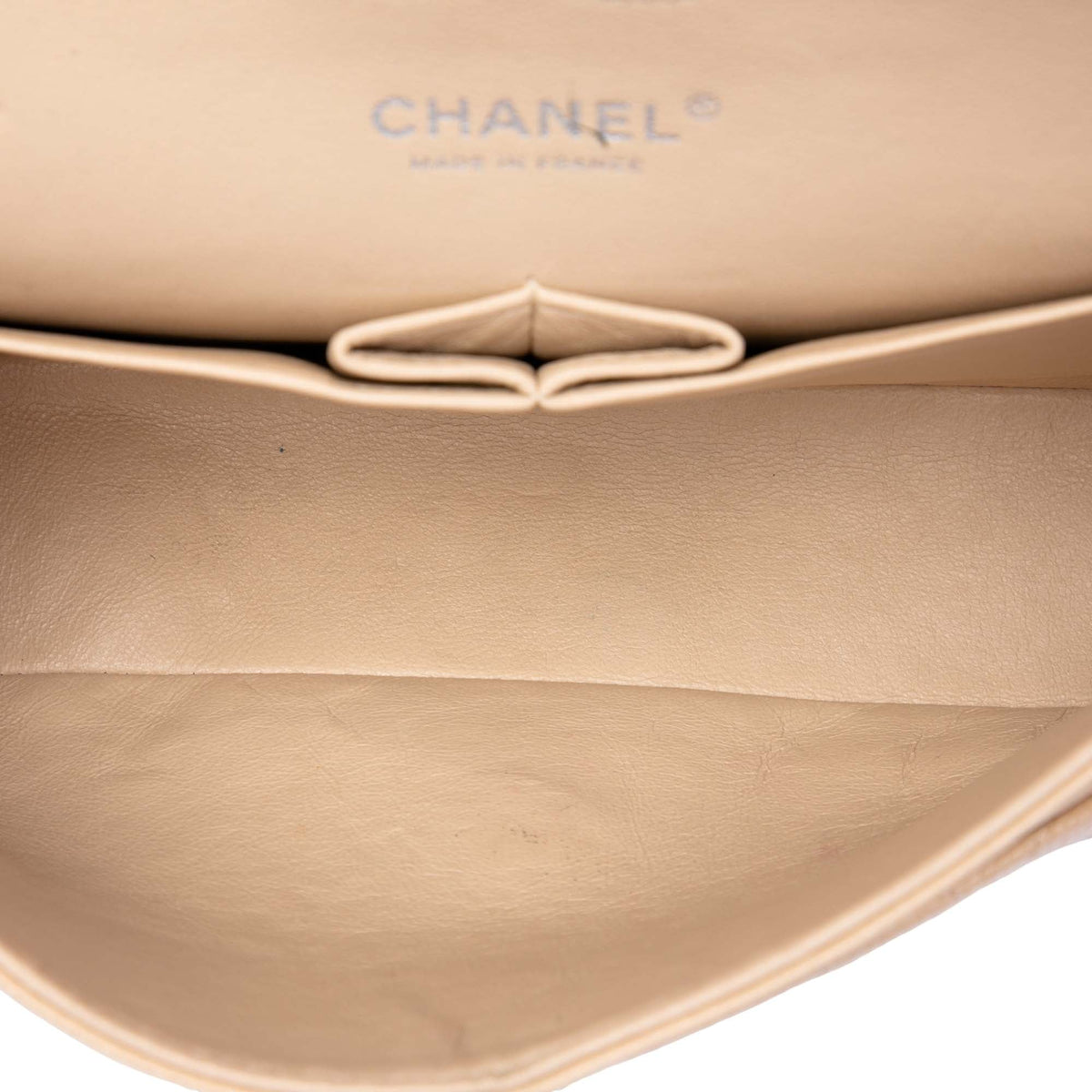 Chanel Medium Classic Caviar Double Flap — Beige