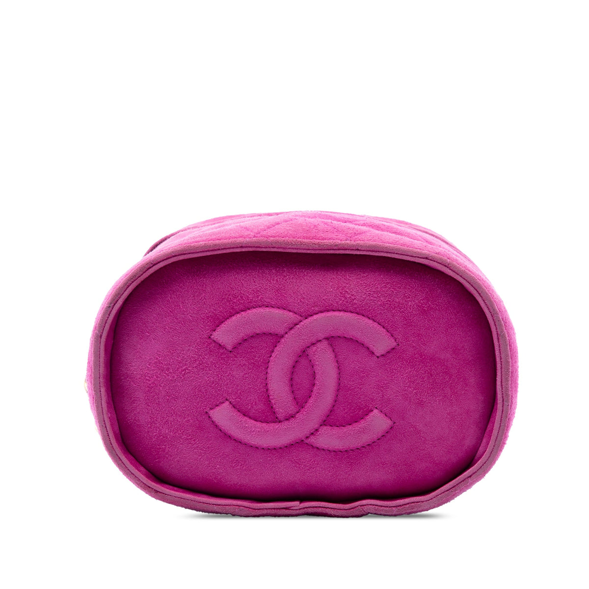 Chanel Quilted Suede Tassel Vanity Bag — Purple