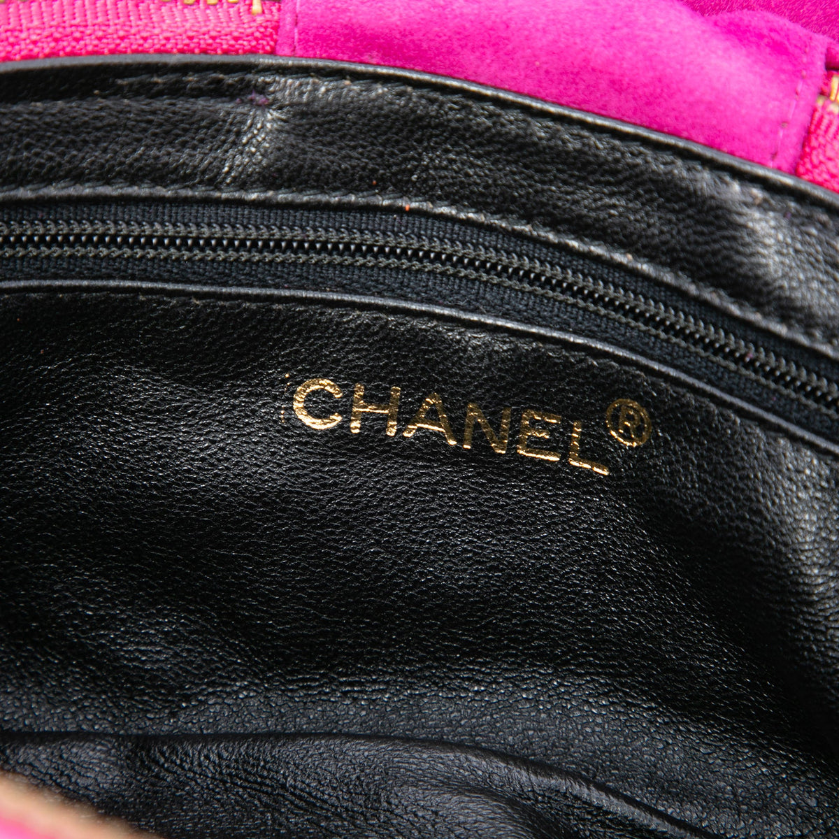 Chanel Quilted Suede Tassel Vanity Bag — Purple