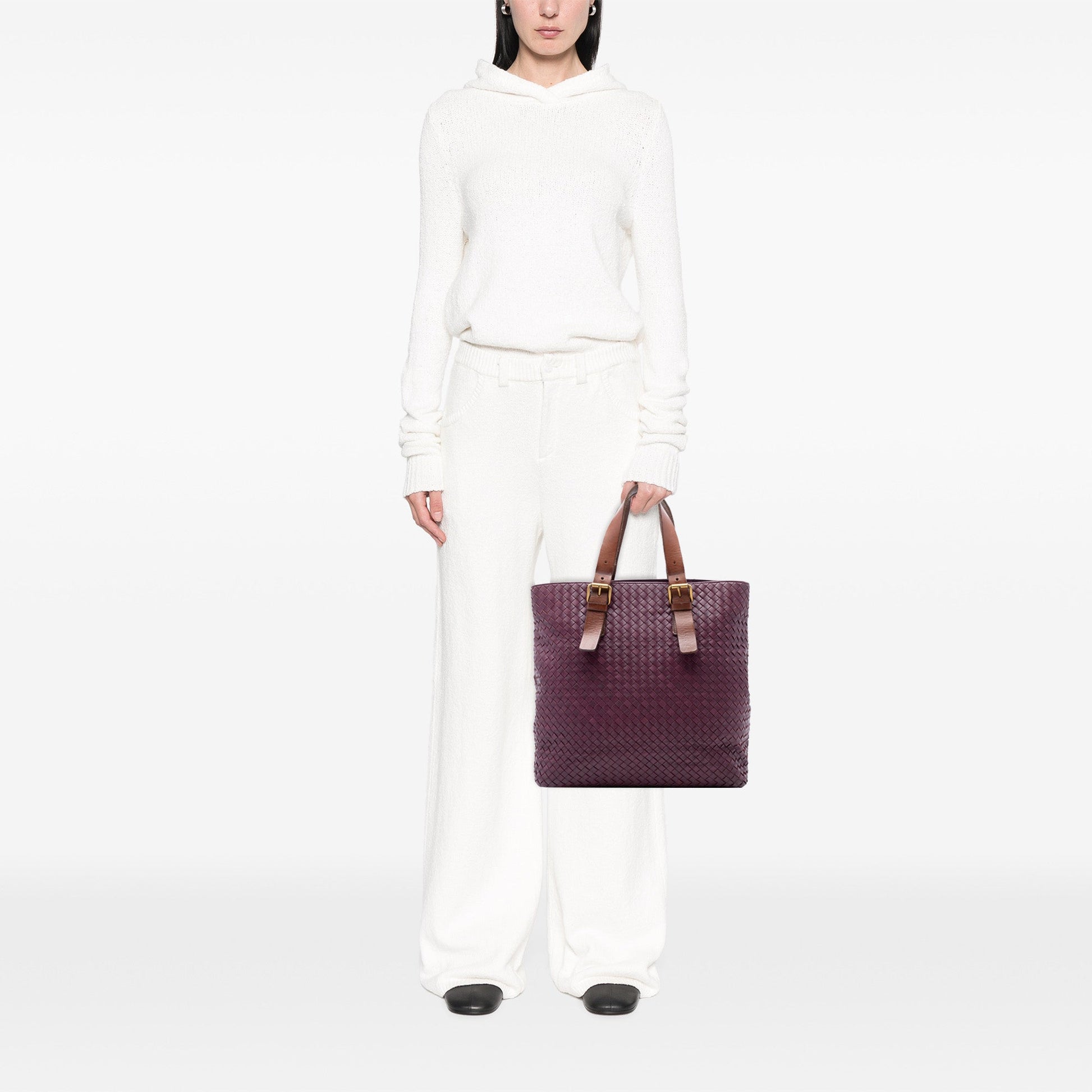 Bottega Veneta Bicolor Nappa Intrecciato Belt Strap Tote