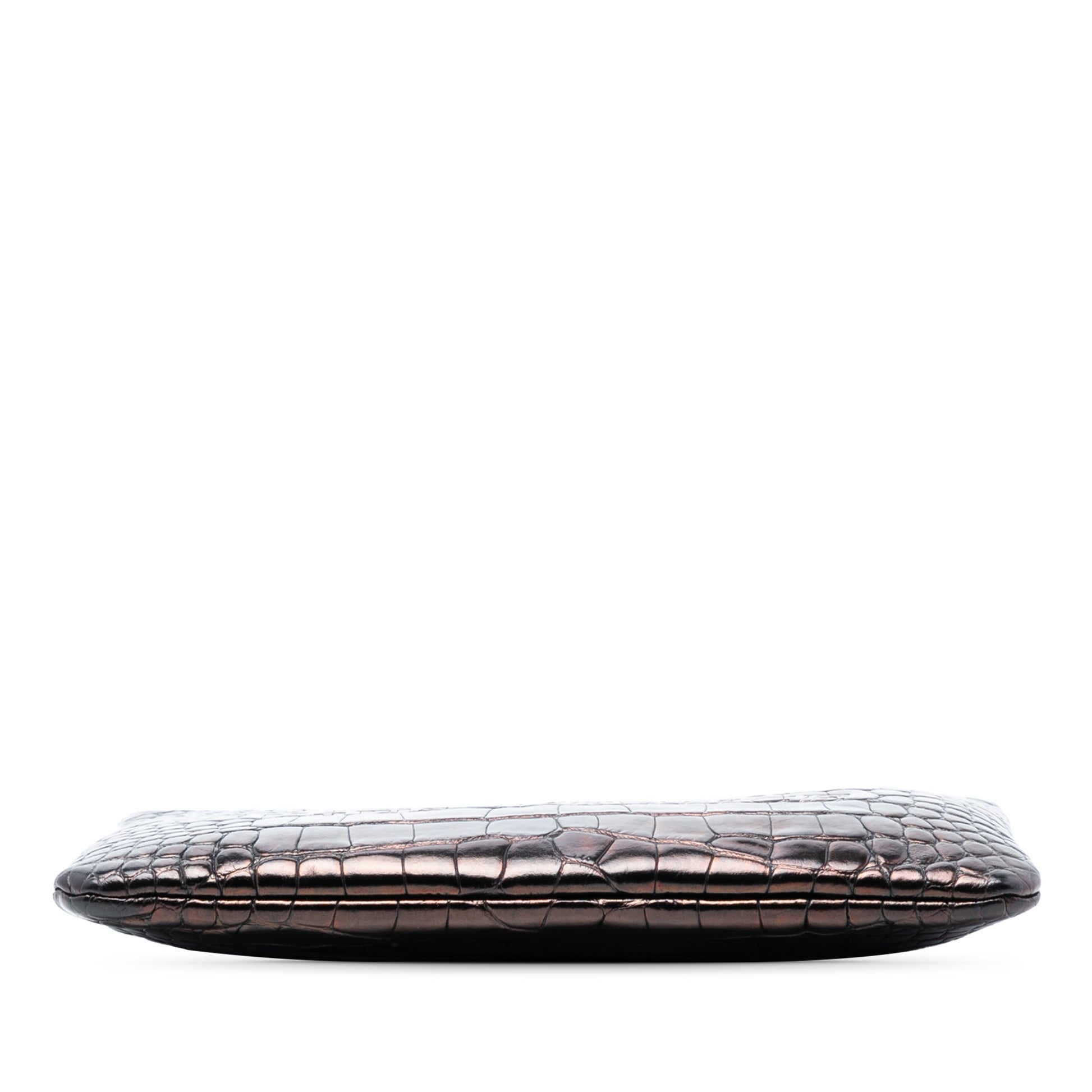 Chanel Medium Croc Embossed Calfskin Mademoiselle Gabrielle Signature Pouch