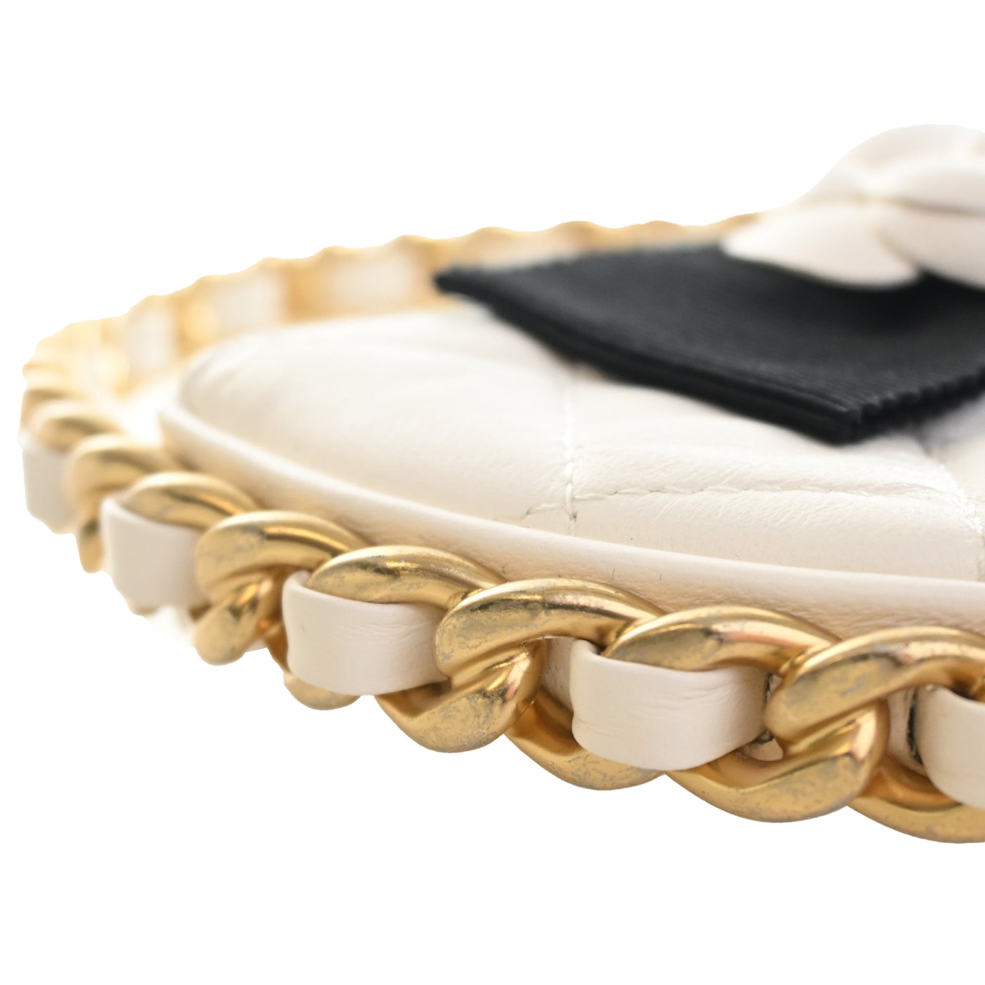 Chanel Mini Lambskin Round Camellia Clutch