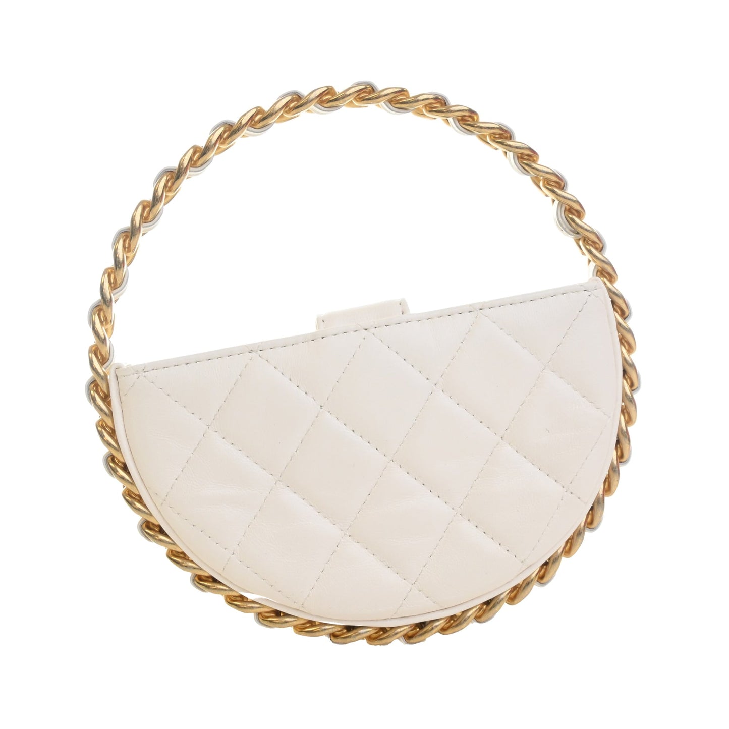Chanel Mini Lambskin Round Camellia Clutch