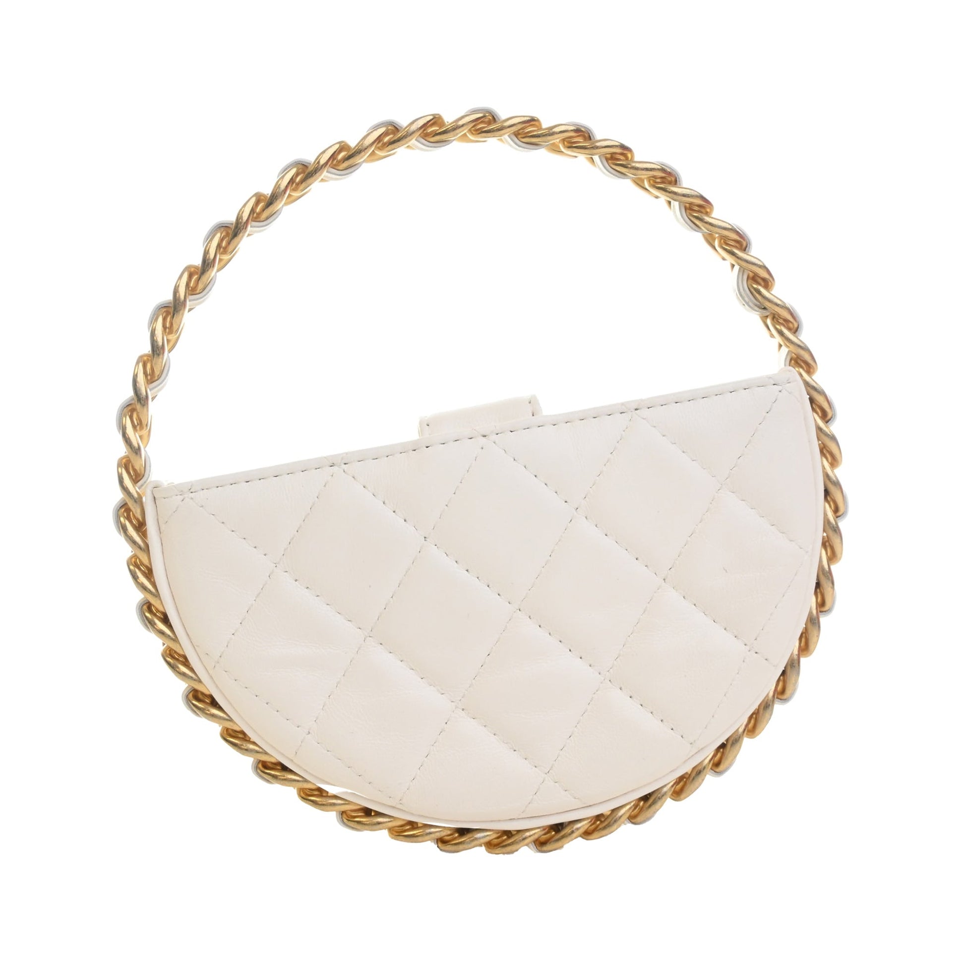 Chanel Mini Lambskin Round Camellia Clutch