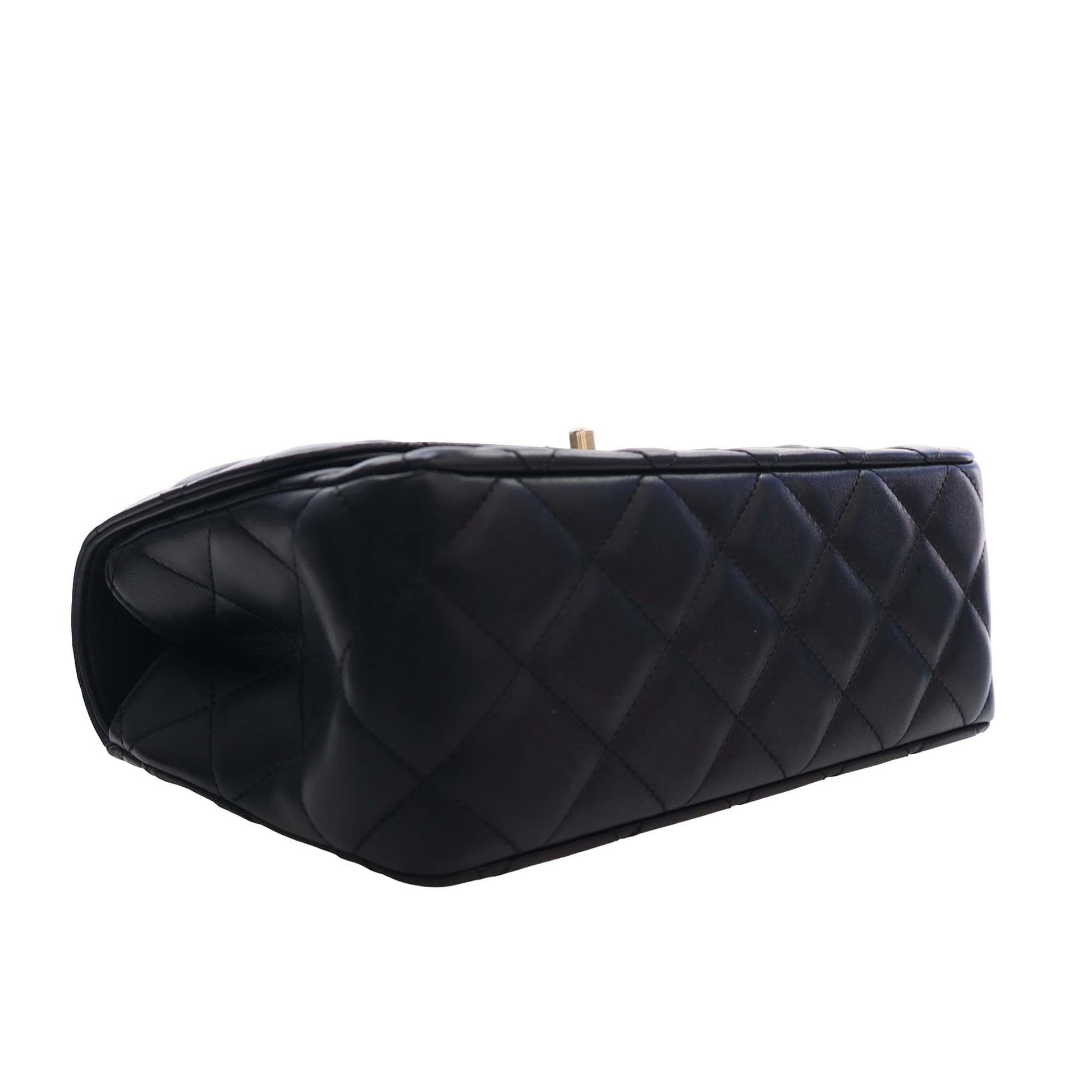 Chanel CC Quilted Lambskin Metal Twist Top Handle Flap
