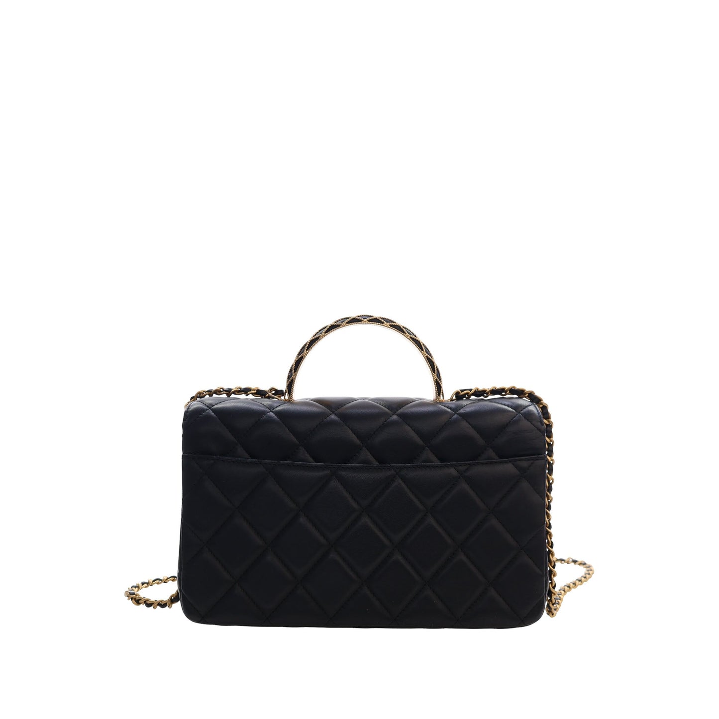 Chanel CC Quilted Lambskin Metal Twist Top Handle Flap