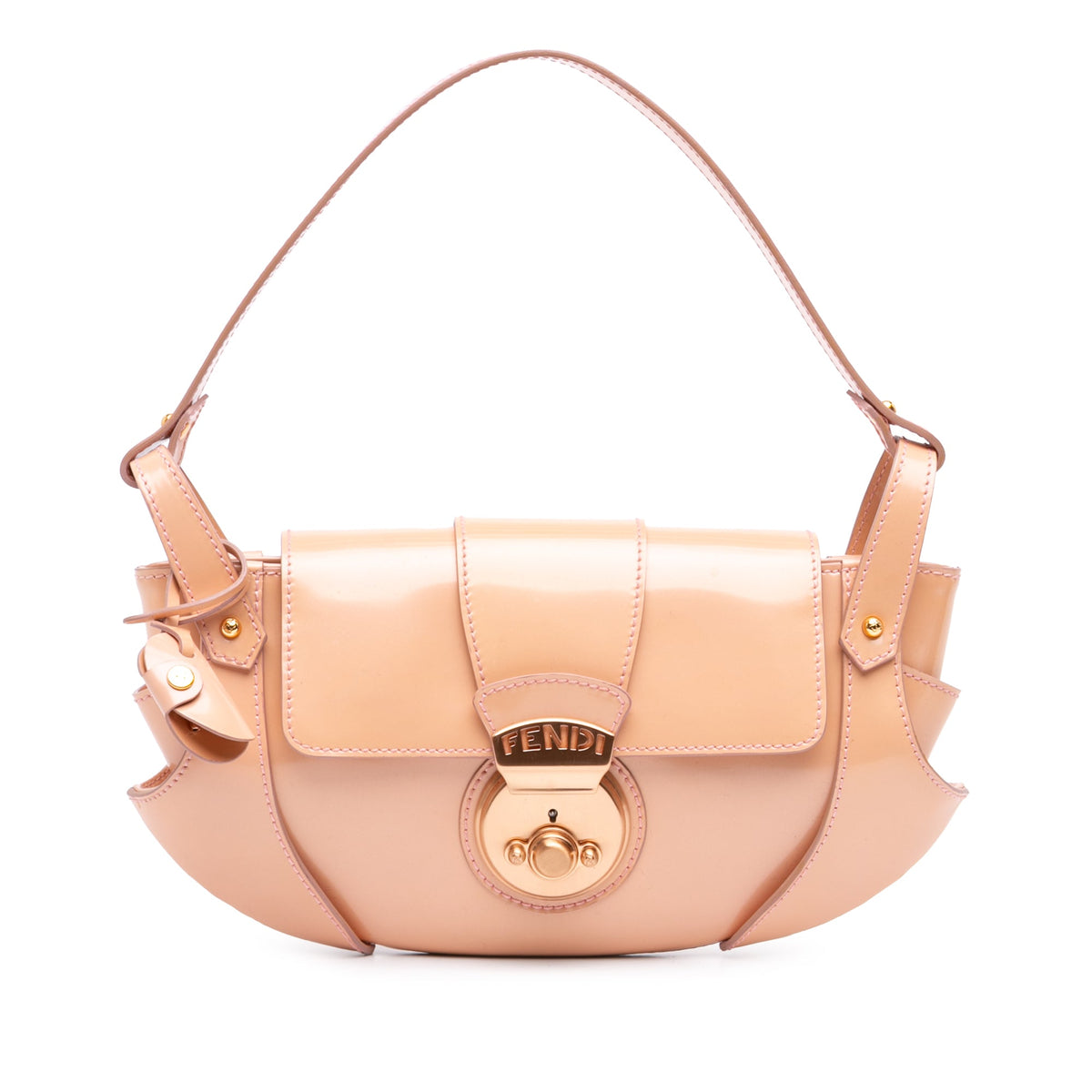 Fendi Leather Compilation Shoulder Bag — Beige