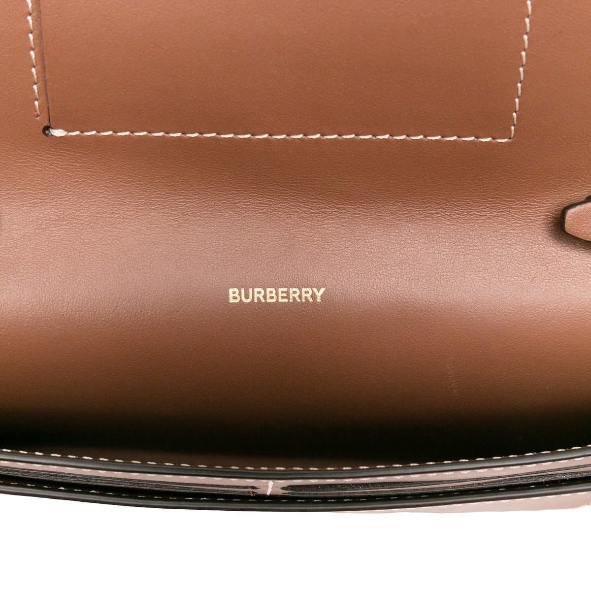Burberry Leather Grace Wallet On Strap — Brown