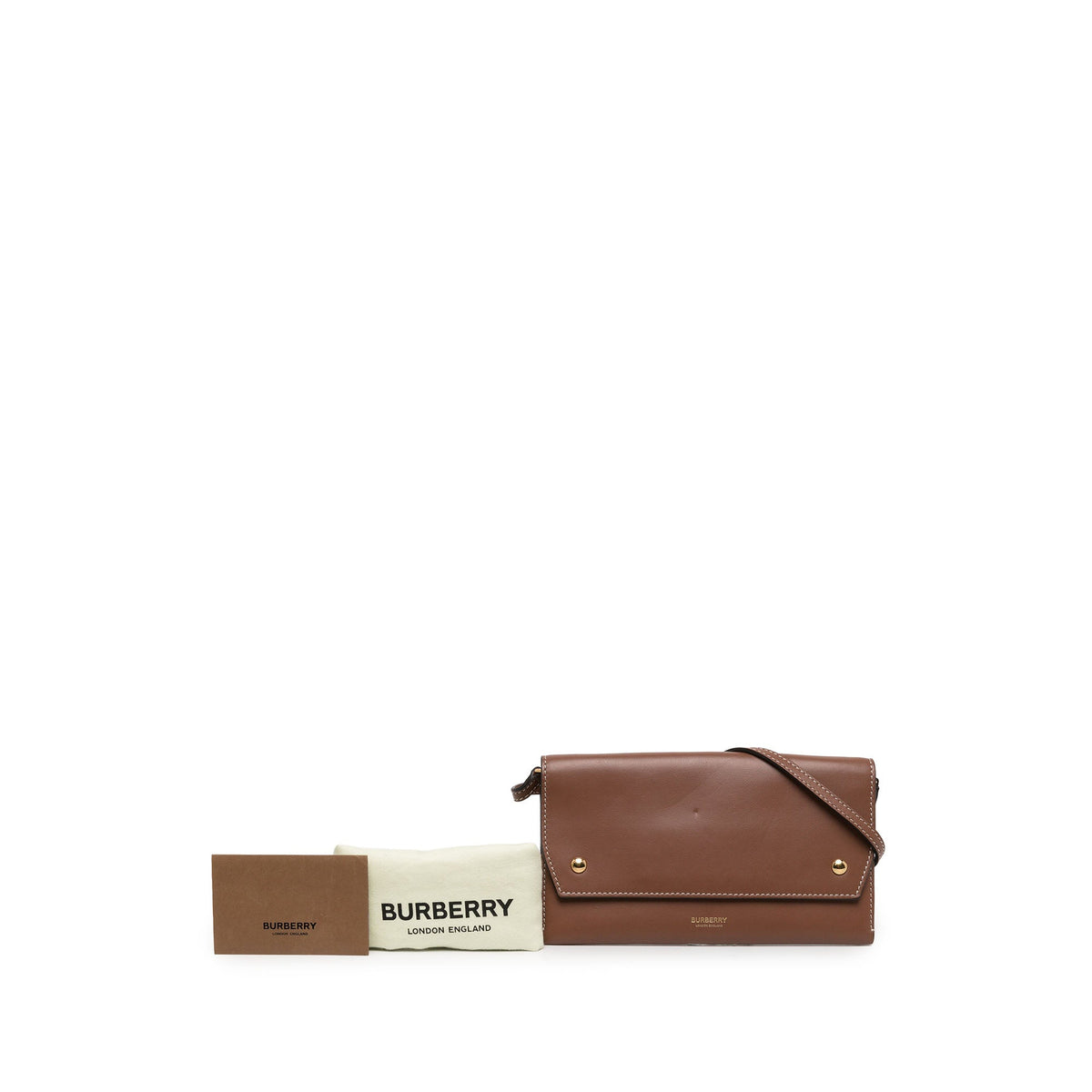 Burberry Leather Grace Wallet On Strap — Brown